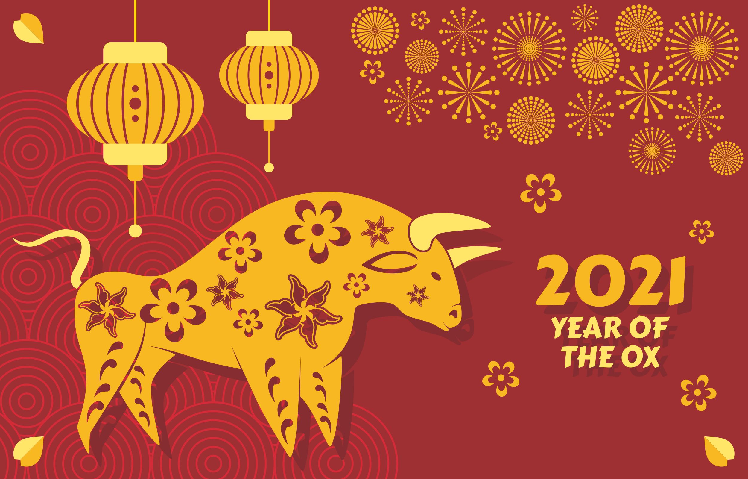 2021 Year of the Ox Chinese New Year HD Wallpaper