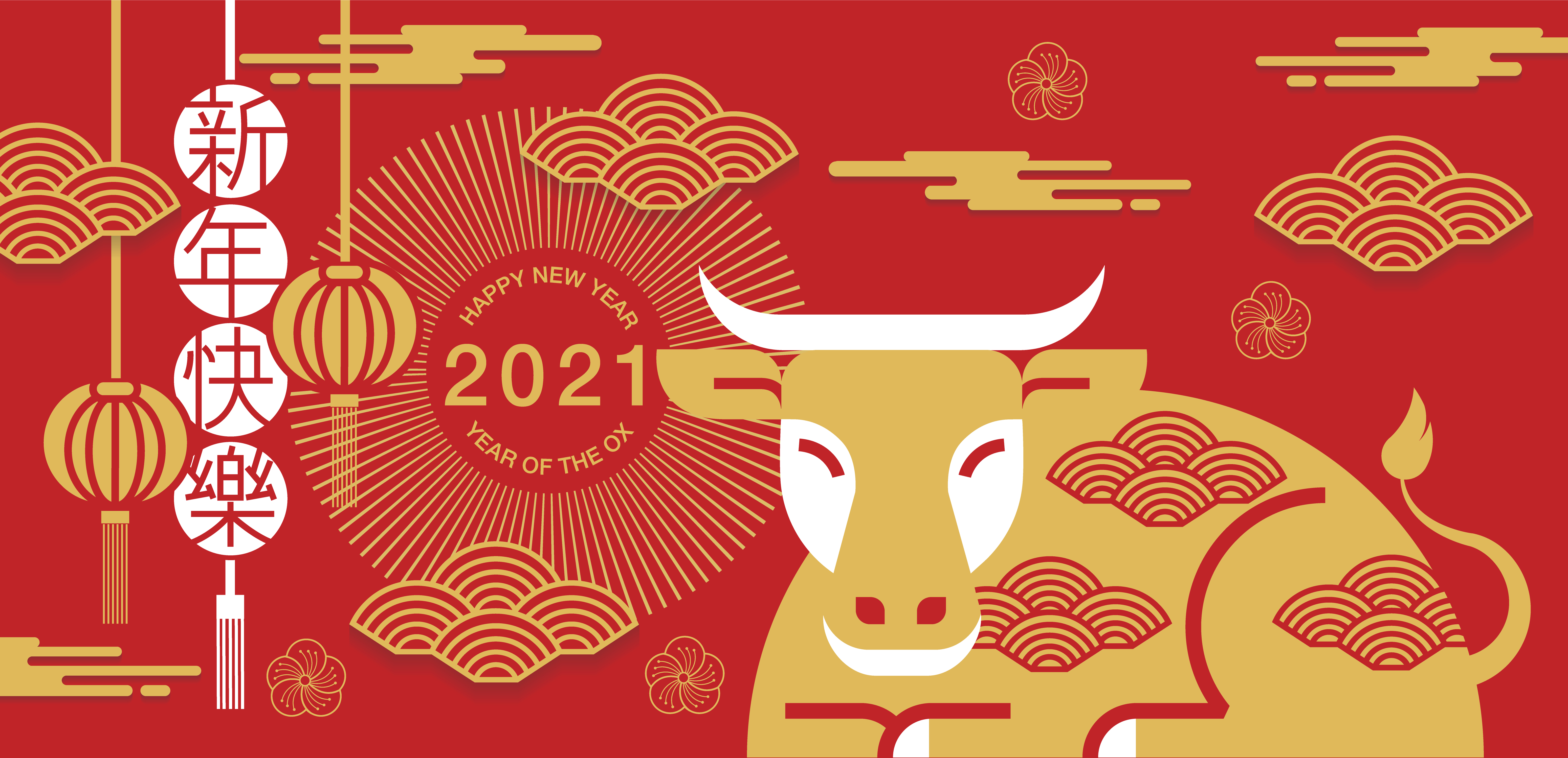 Happy New Year 2021 Year of the Ox Chinese New Year 4K HD Wallpaper