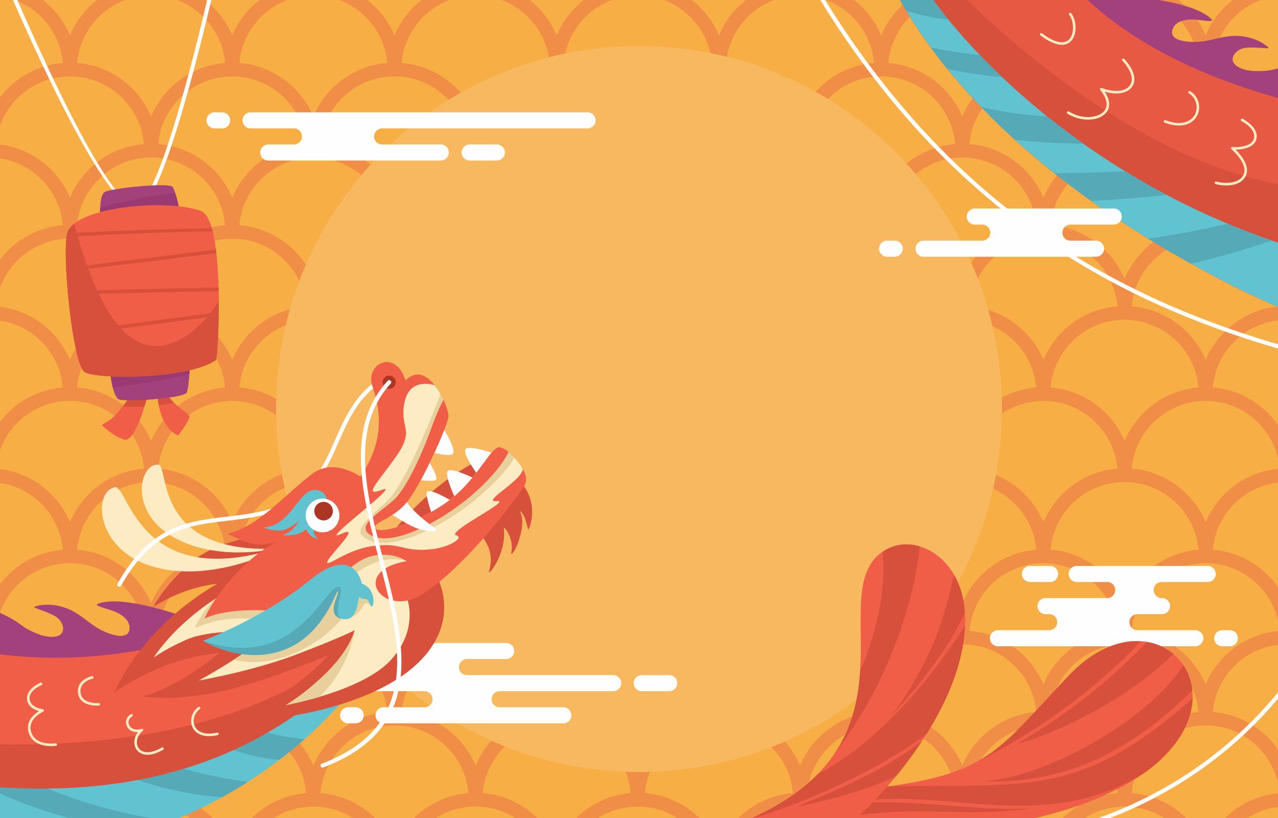 Chinese New Year Dragon Lanterns HD Wallpaper