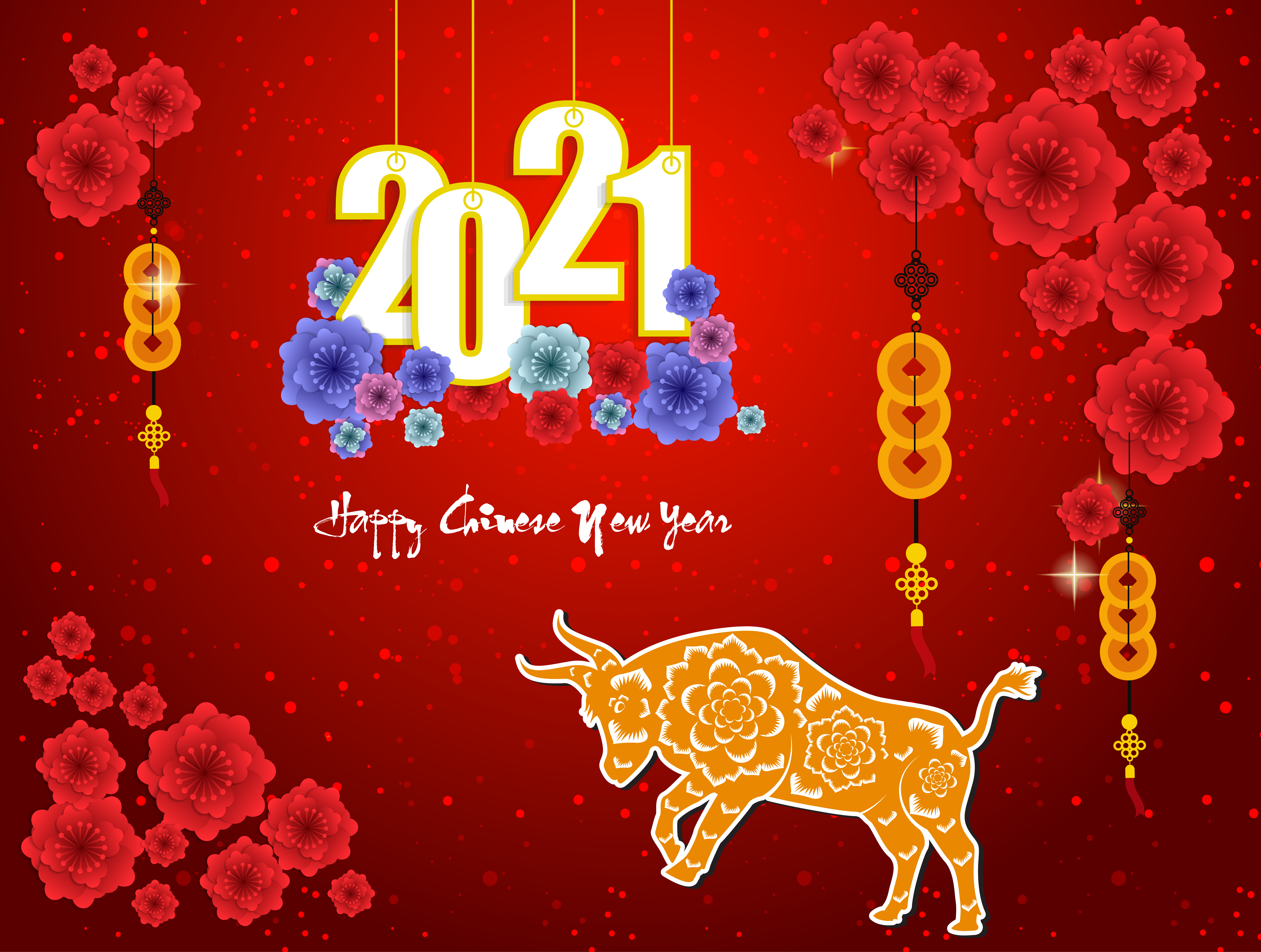 Chinese New Year 2021 Bull 4K HD Wallpaper