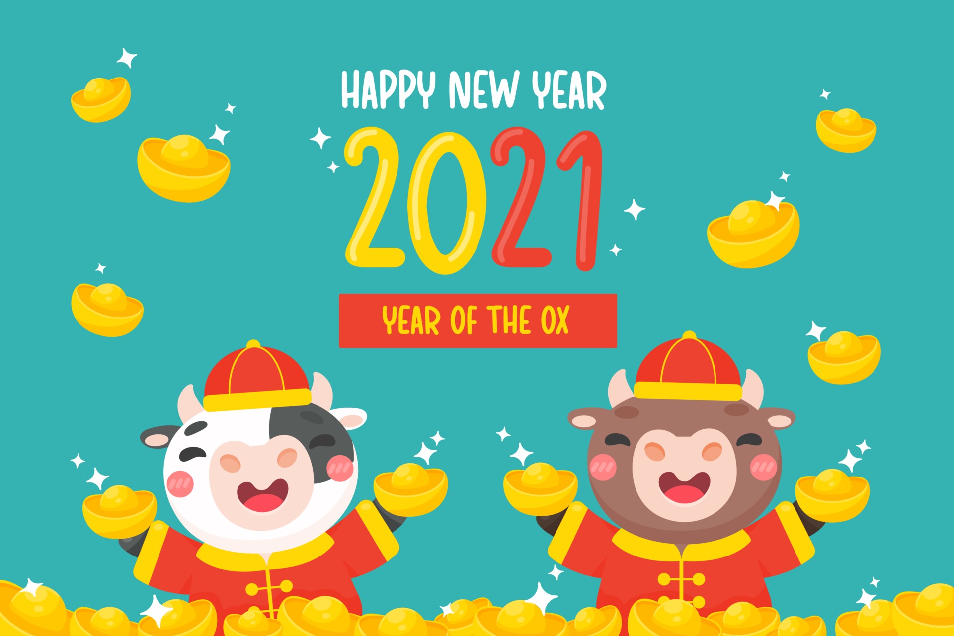 Happy New Year 2021 Year of the Ox HD Wallpaper
