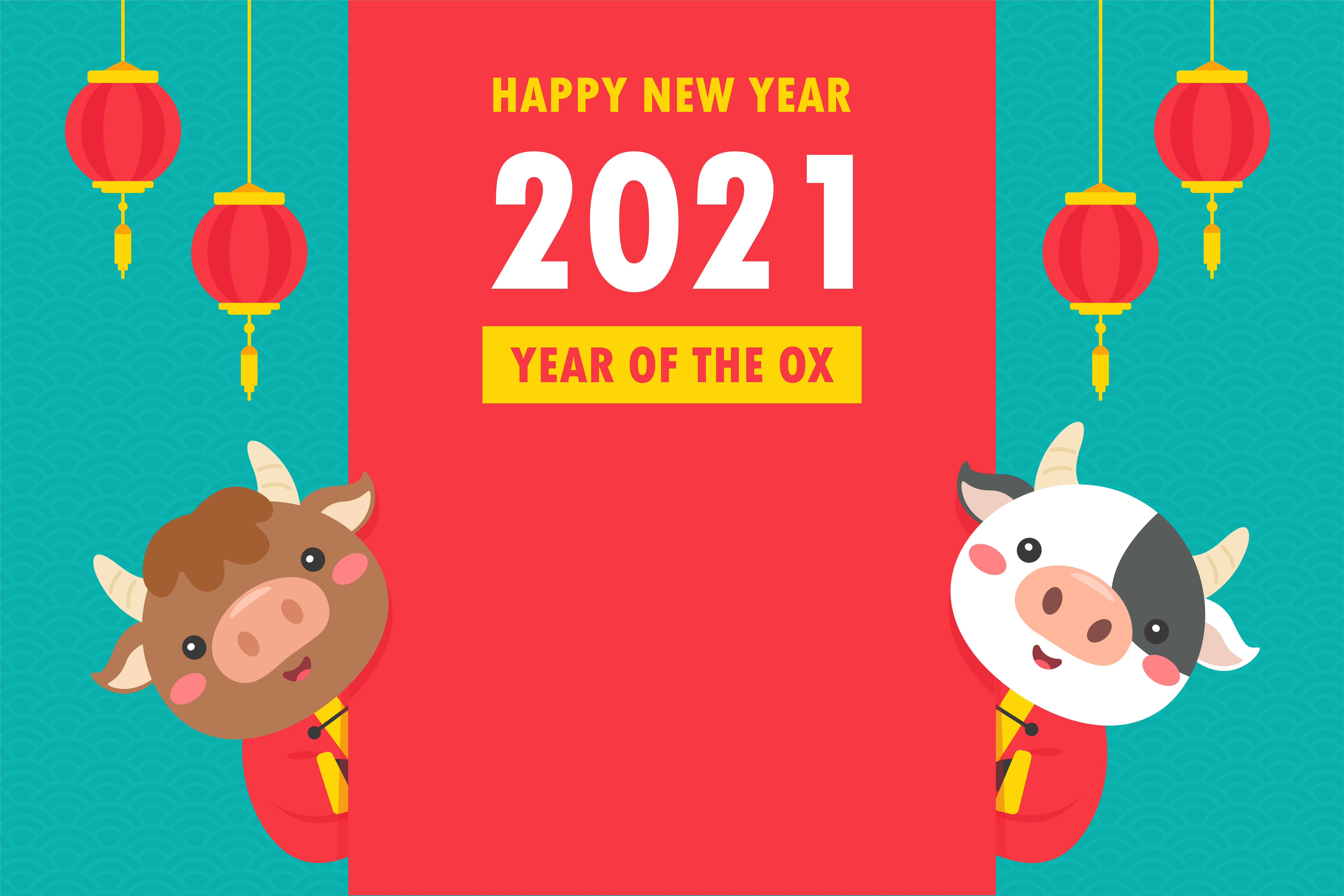 Happy New Year 2021 Year of the Ox Chinese New Year 4K HD Wallpaper