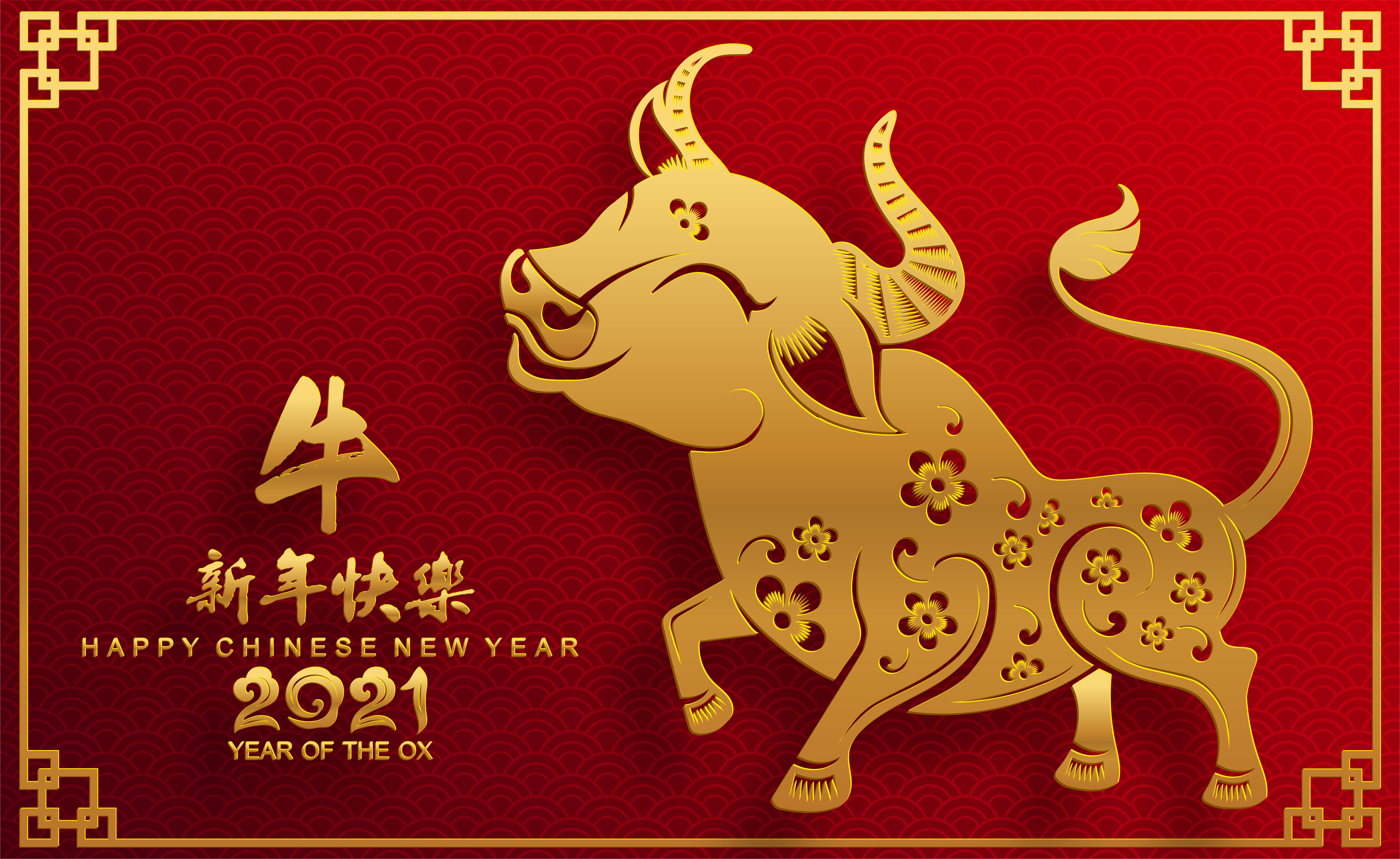 Chinese New Year 2021 Year of the Ox 4K HD Wallpaper