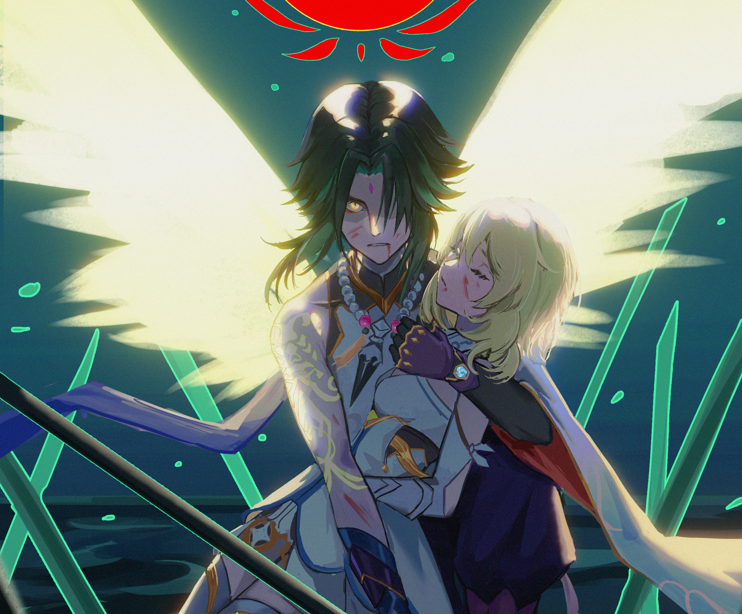 Lumine and Xiao from Genshin Impact HD Wallpaper