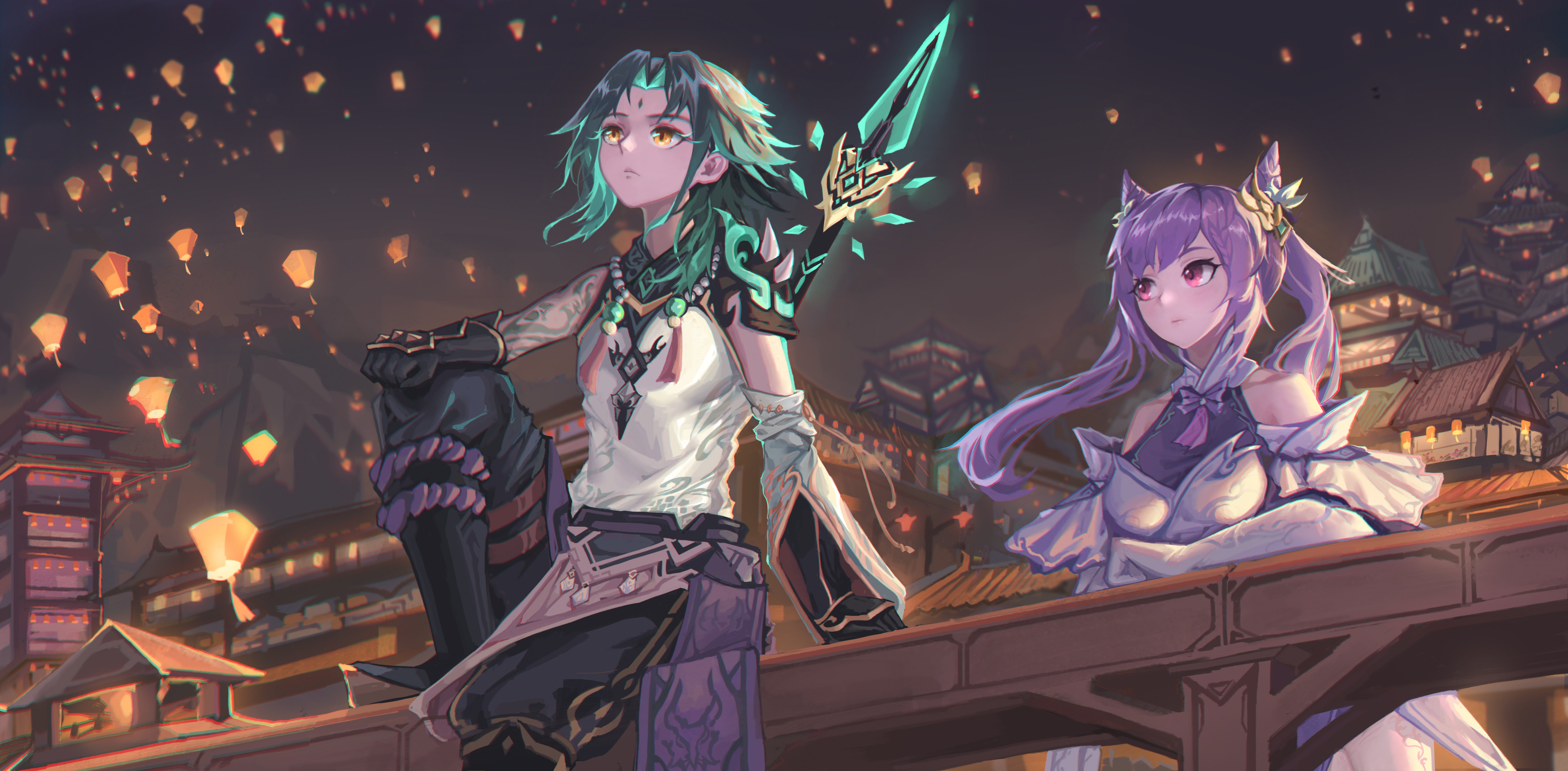 Xiao and Keqing from Genshin Impact 4K HD Wallpaper