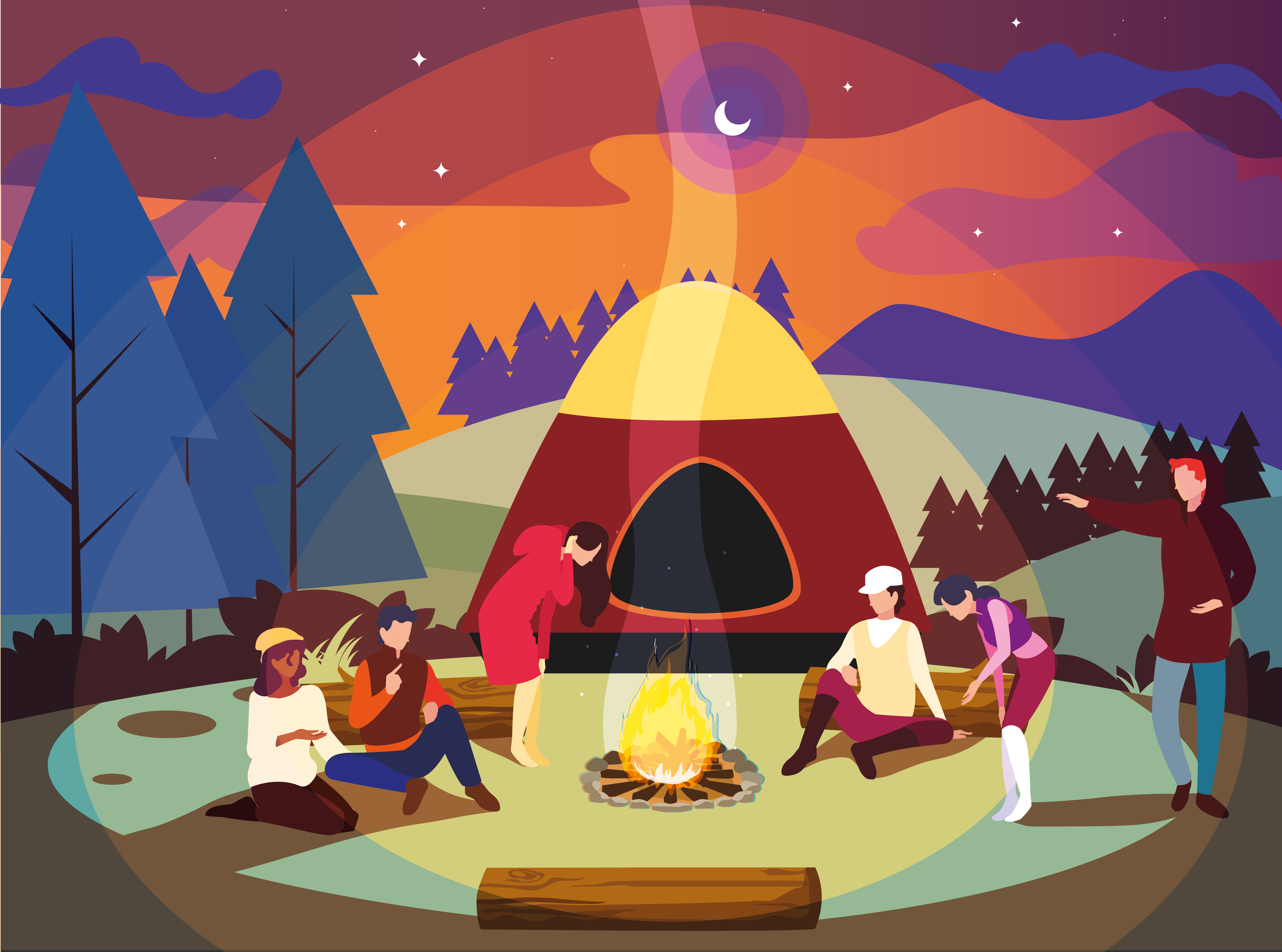 Artistic Camping Scene 4K HD Wallpaper