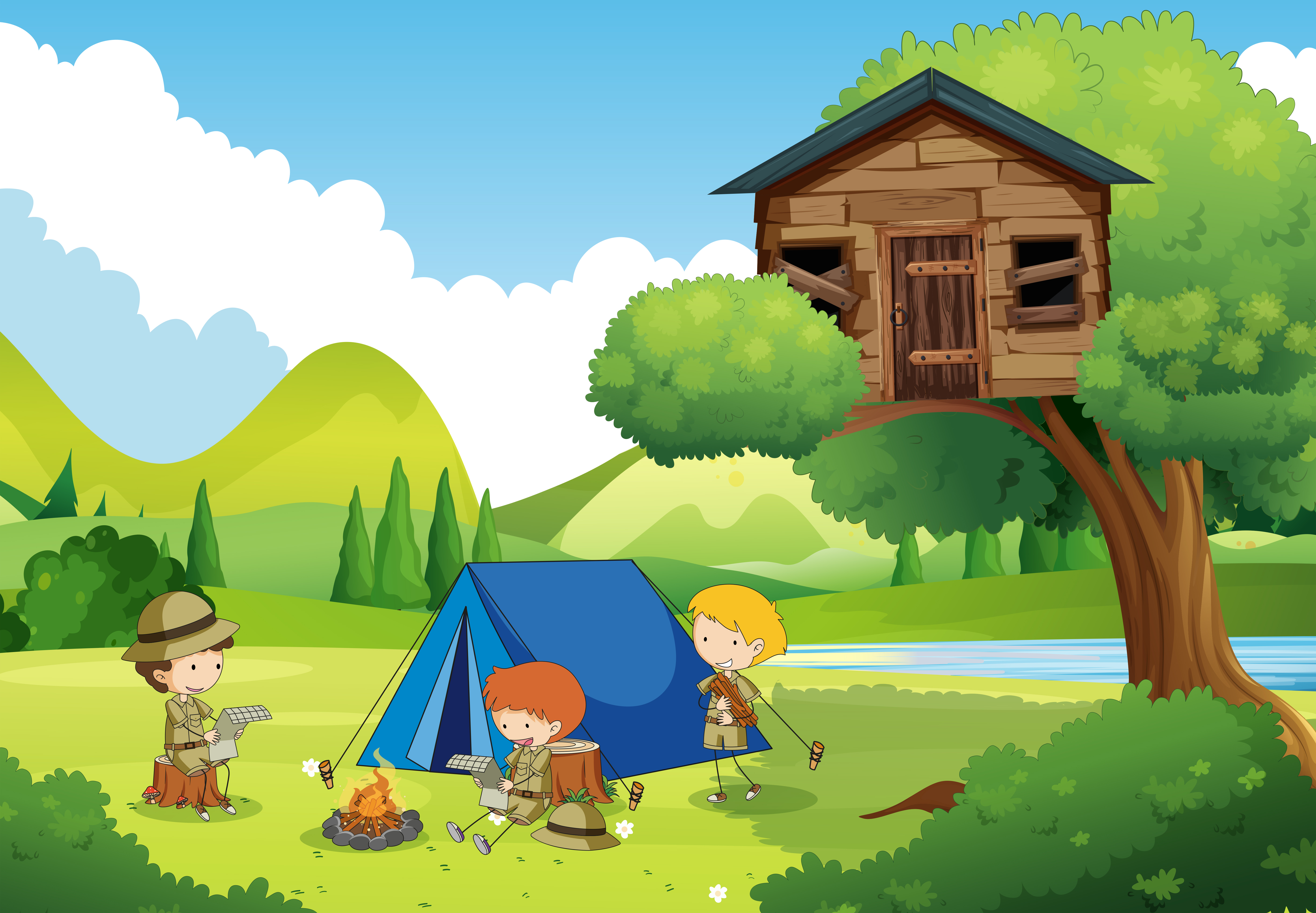 Artistic Camping Scene in Nature 4K HD Wallpaper