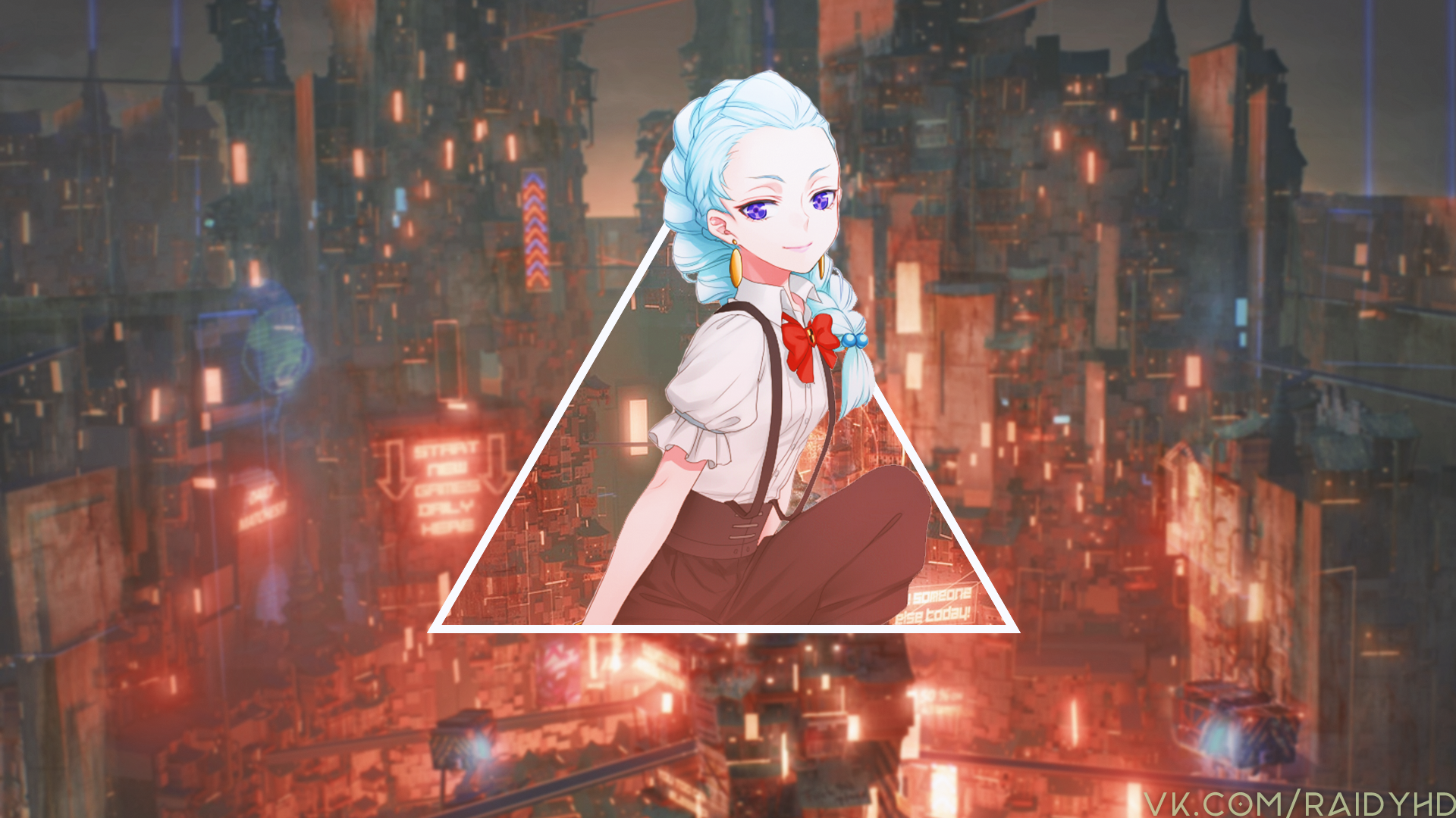 Nona from Death Parade in a futuristic city HD Wallpaper