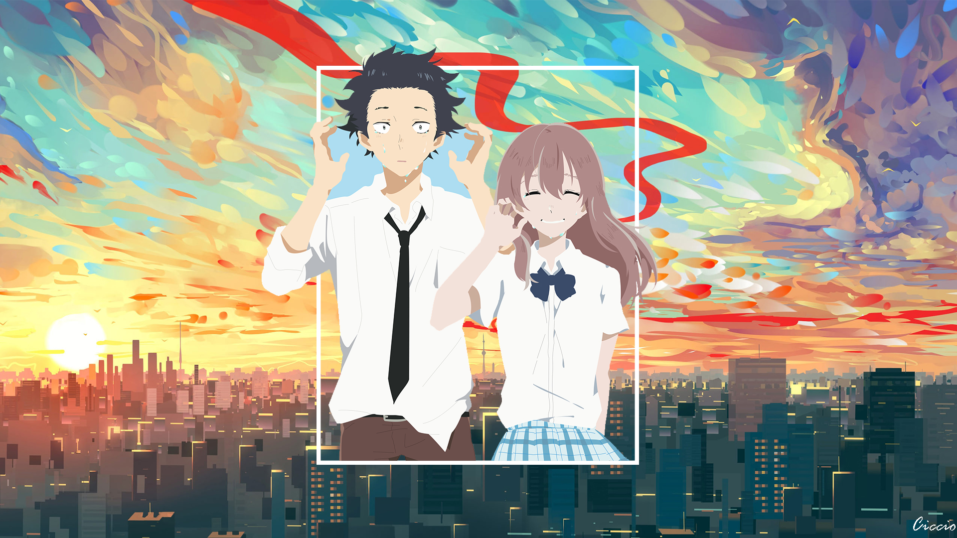 Shouya Ishida and Shouko Nishimiya from Koe No Katachi HD Wallpaper