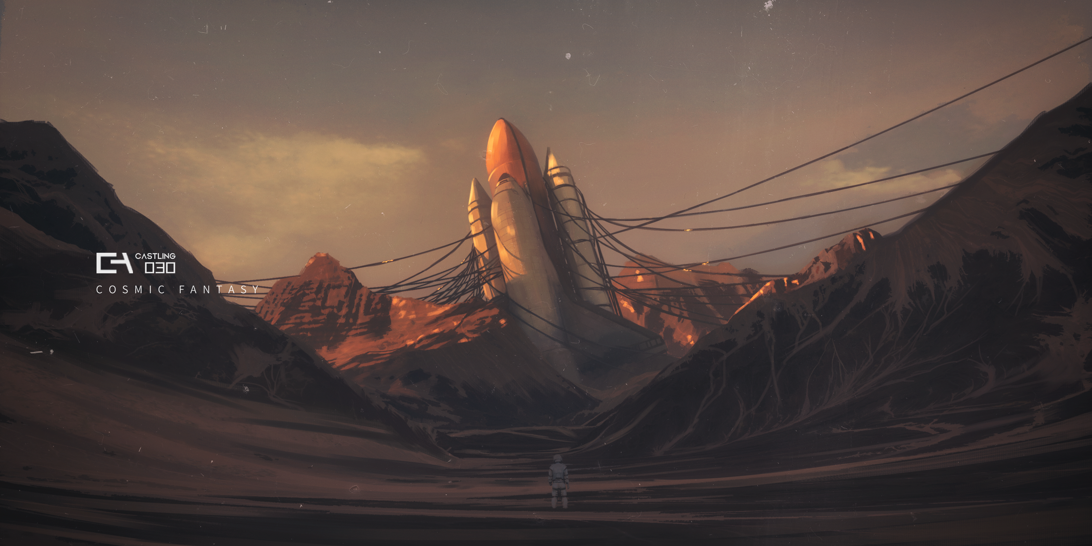 Space Shuttle in a Mountainous Landscape HD Wallpaper
