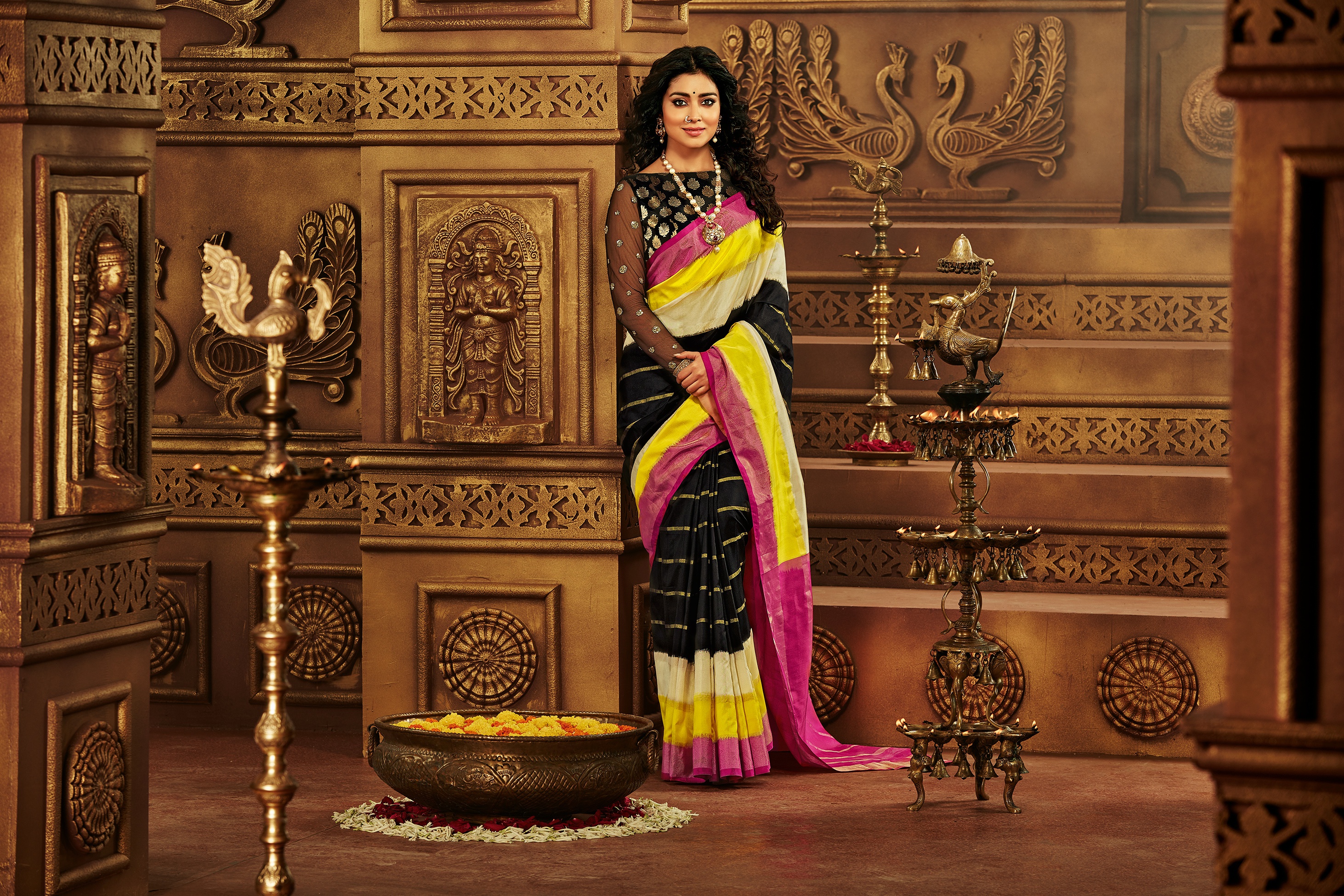 Shriya Saran in traditional Indian attire HD Wallpaper