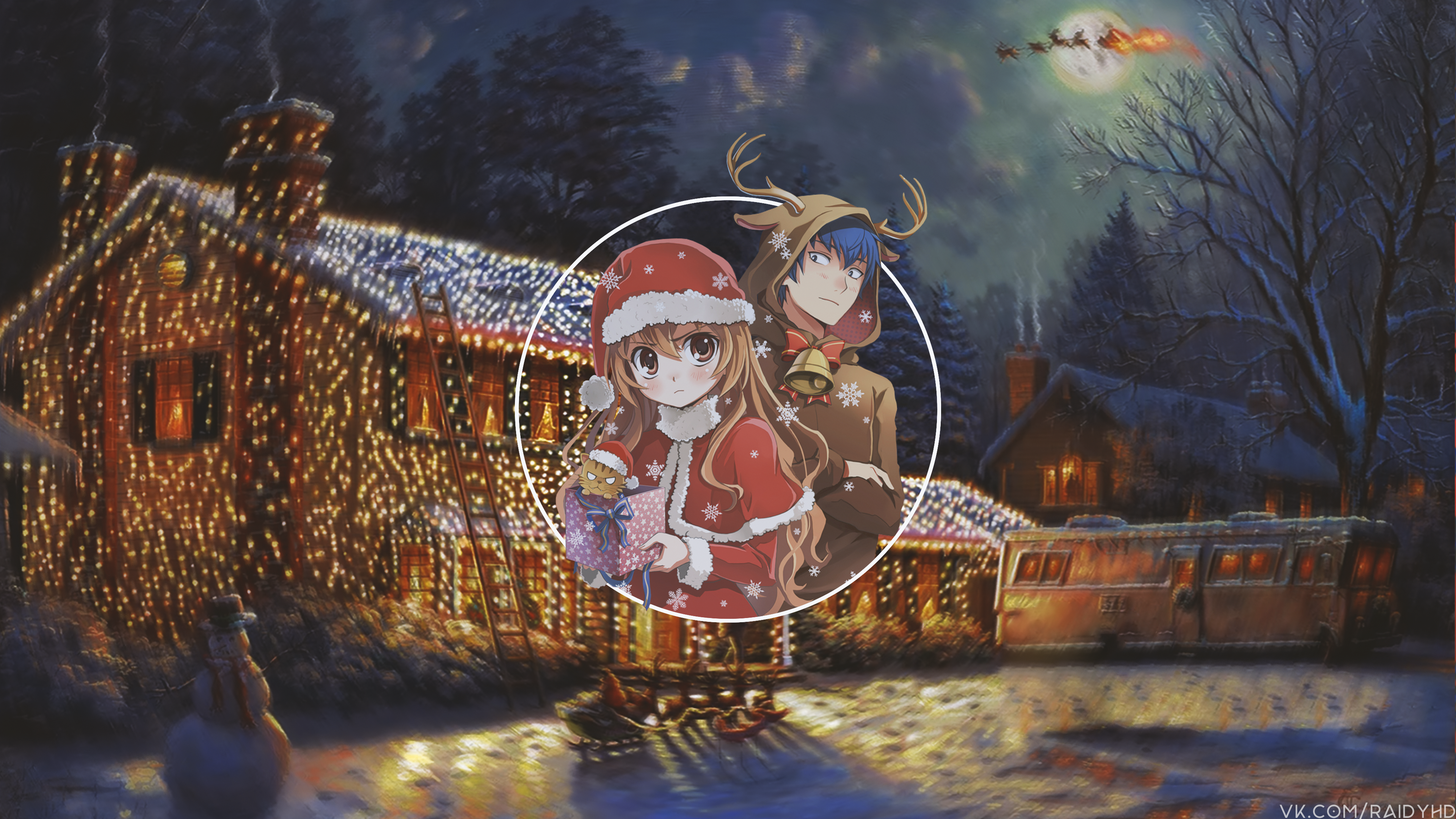 Taiga Aisaka and Ryuuji Takasu from Toradora! 4K HD Wallpaper