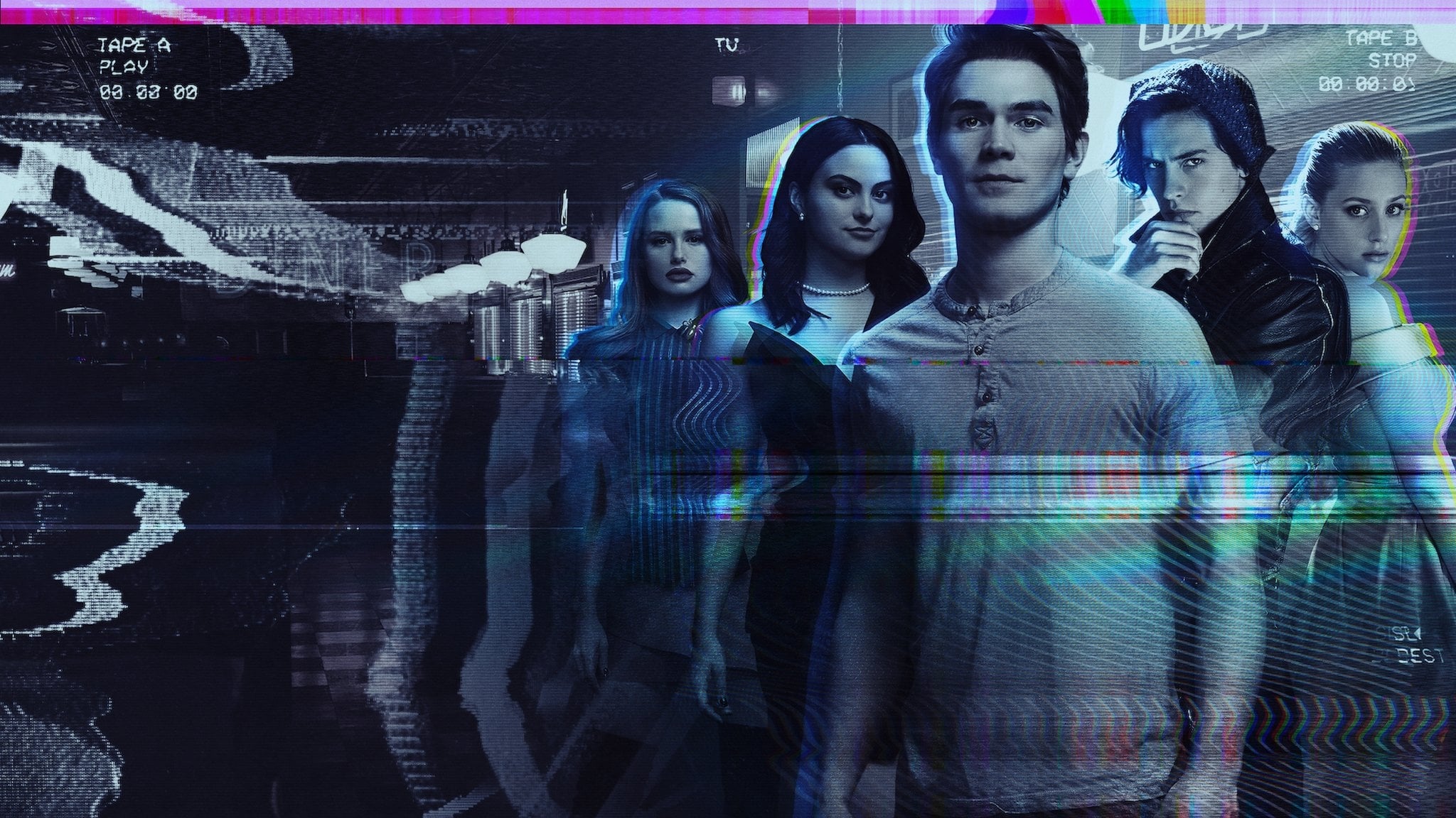 Riverdale characters in glitchy VHS style HD Wallpaper