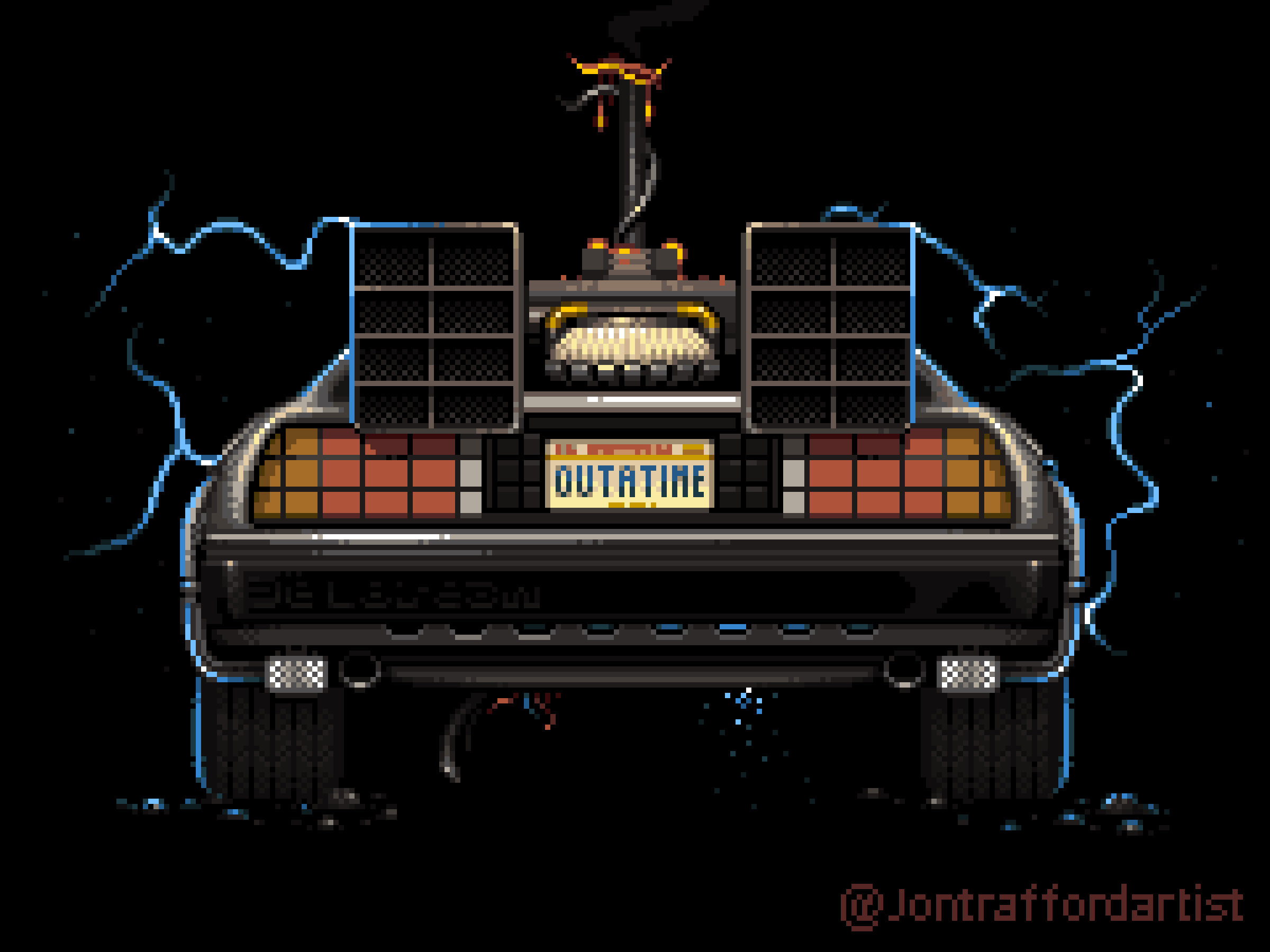 Back to the Future DeLorean Pixel Art HD Wallpaper