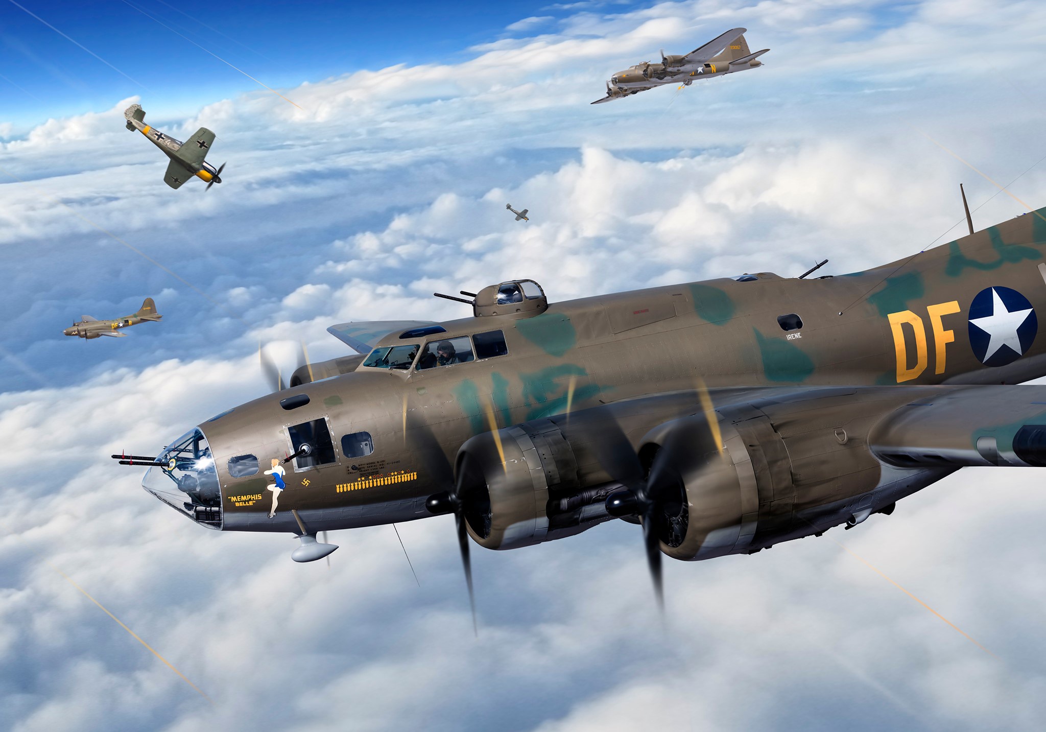 Boeing B-17 Flying Fortress bomber aircraft in flight HD Wallpaper