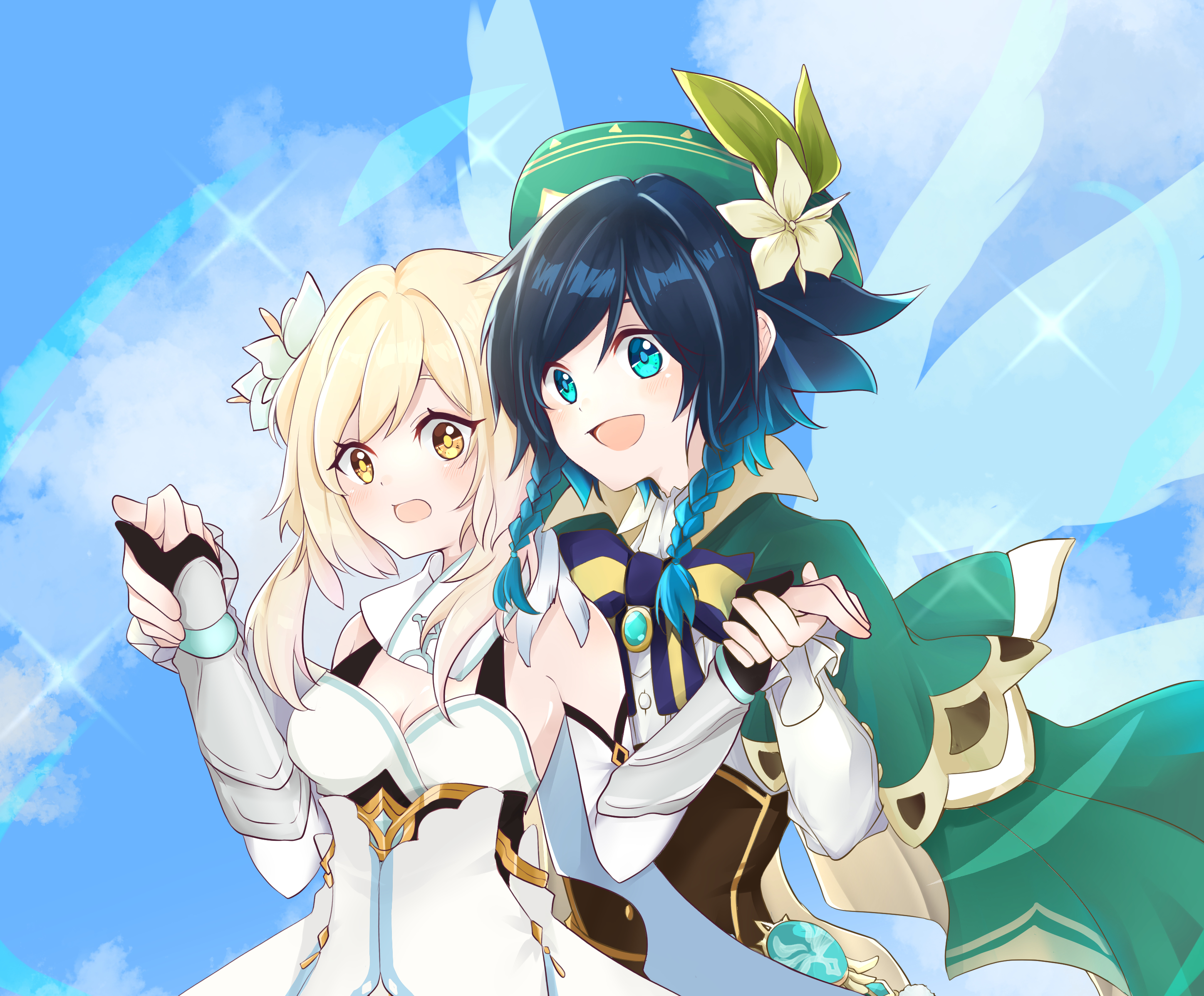 Lumine and Venti from Genshin Impact HD Wallpaper