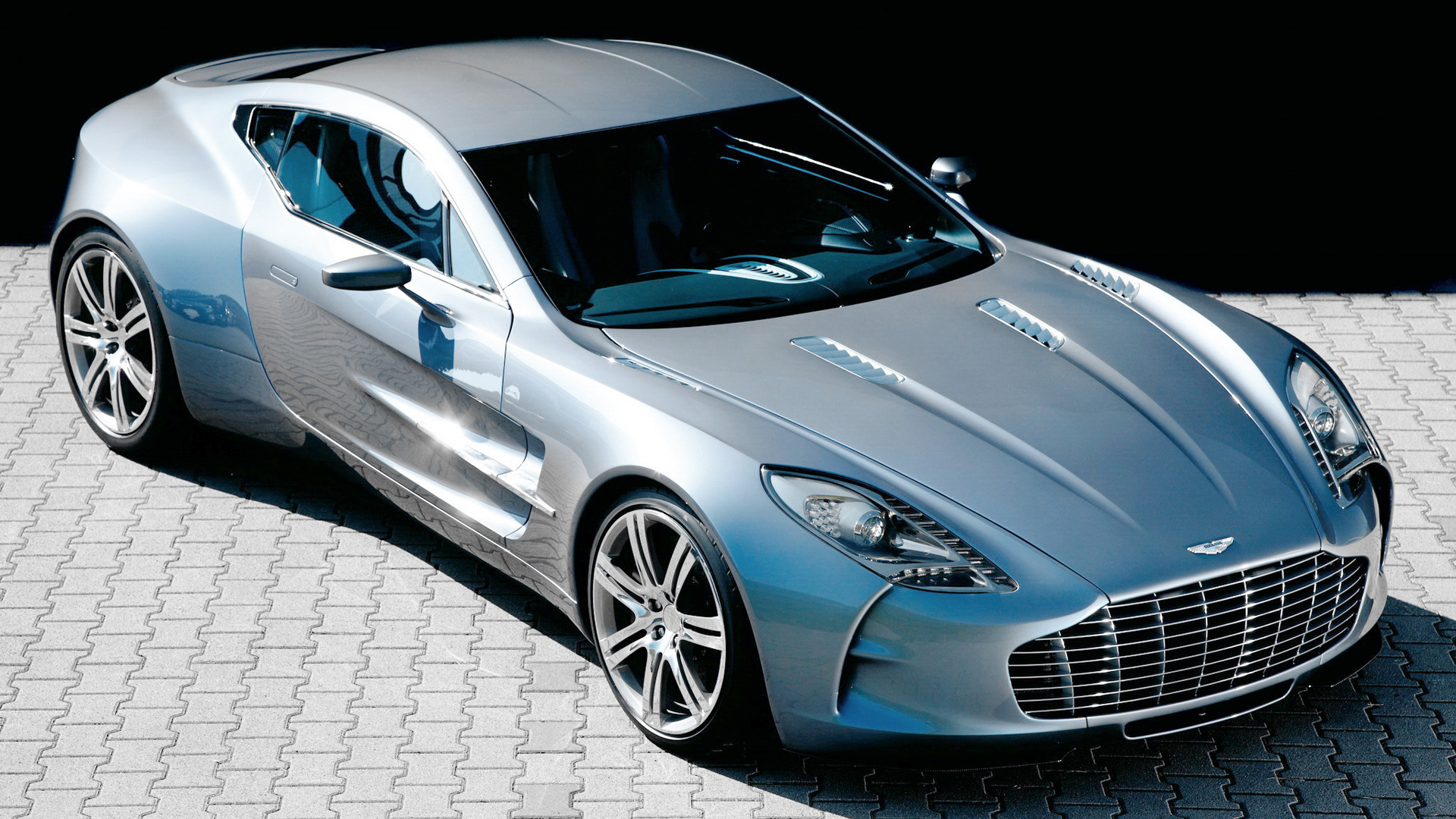 Silver Aston Martin One-77 Coupe on Pavement HD Wallpaper