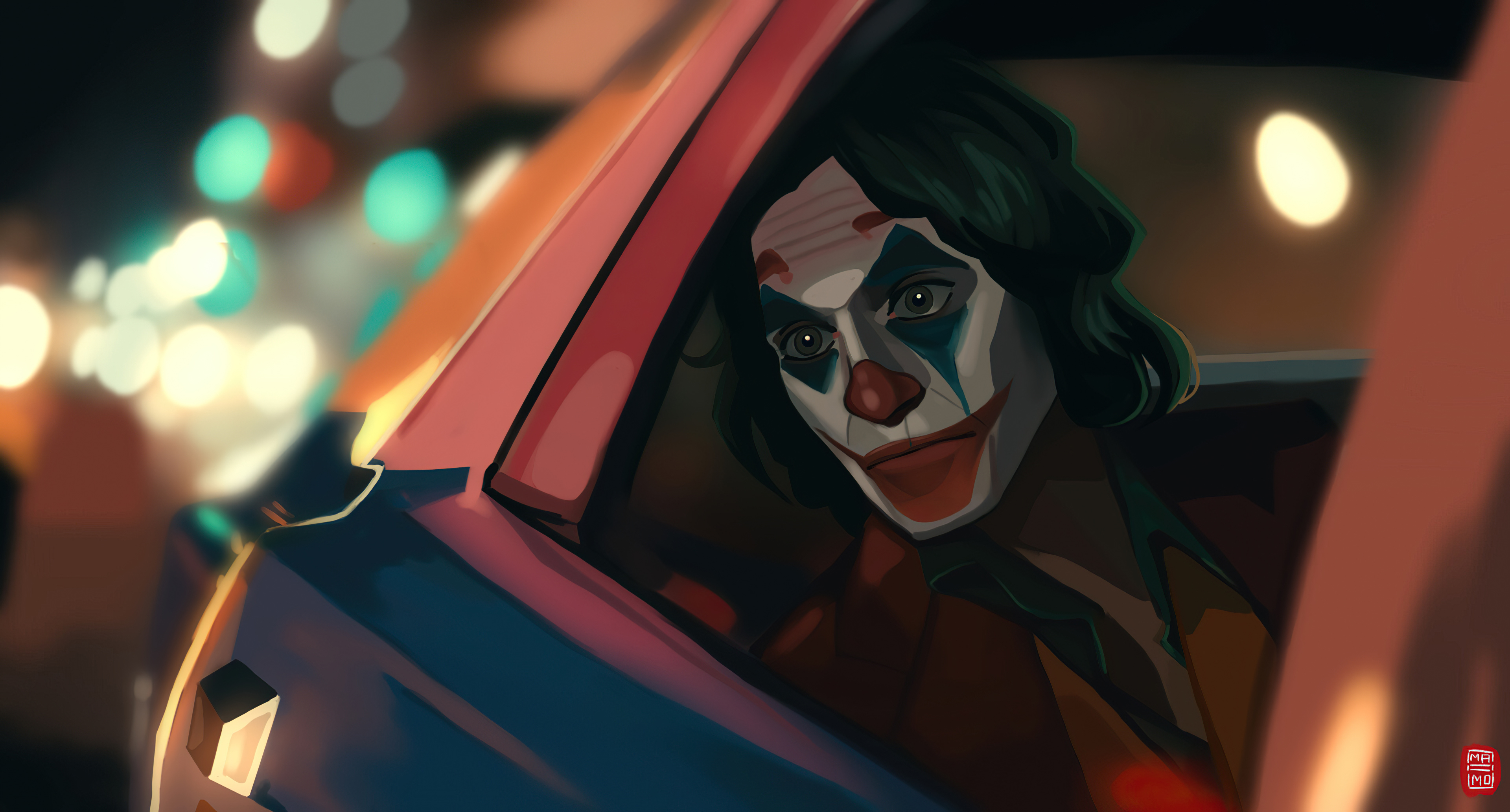 Joker from DC Comics in a car HD Wallpaper
