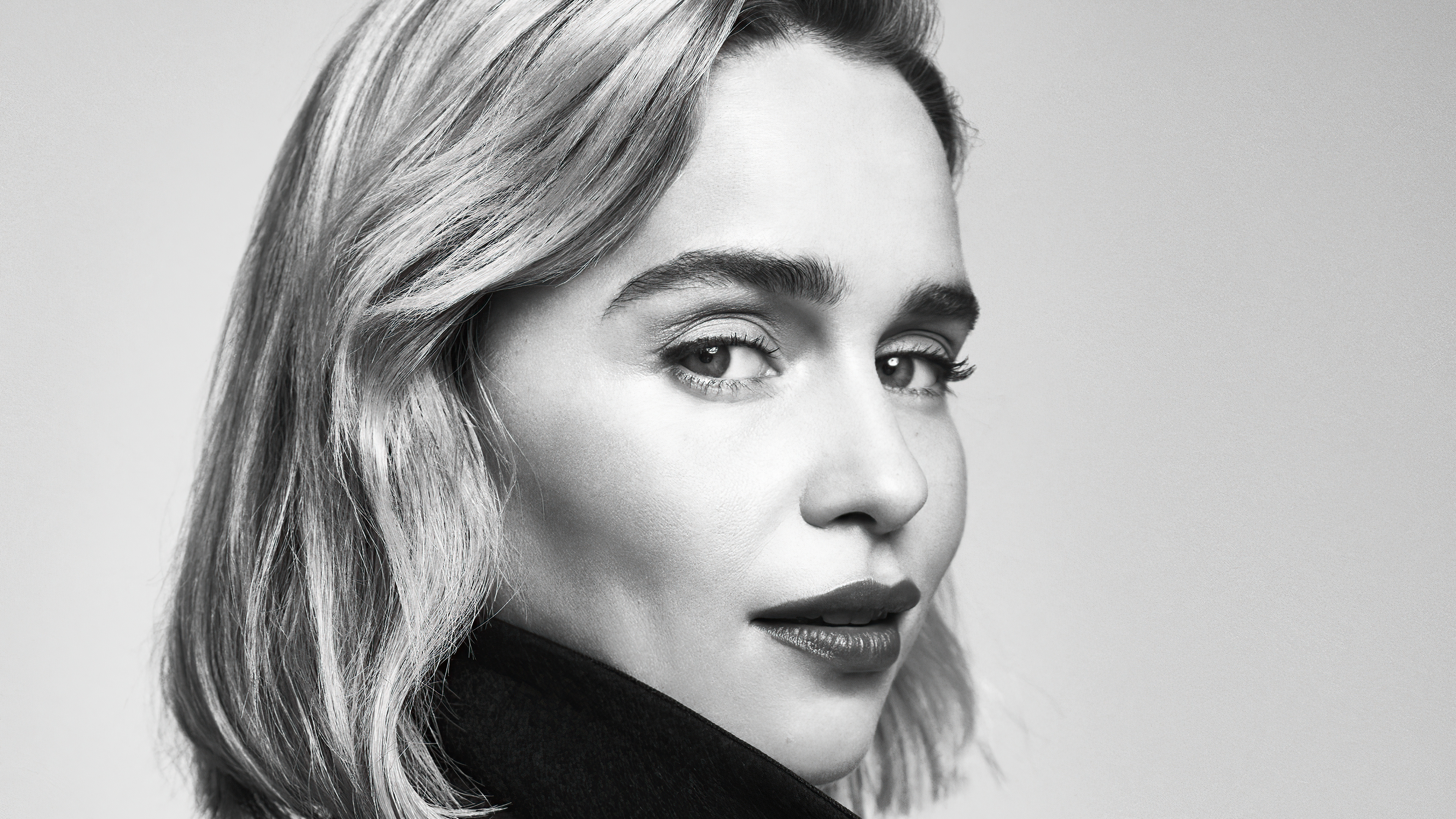 Emilia Clarke 4K Black and White Portrait HD Wallpaper