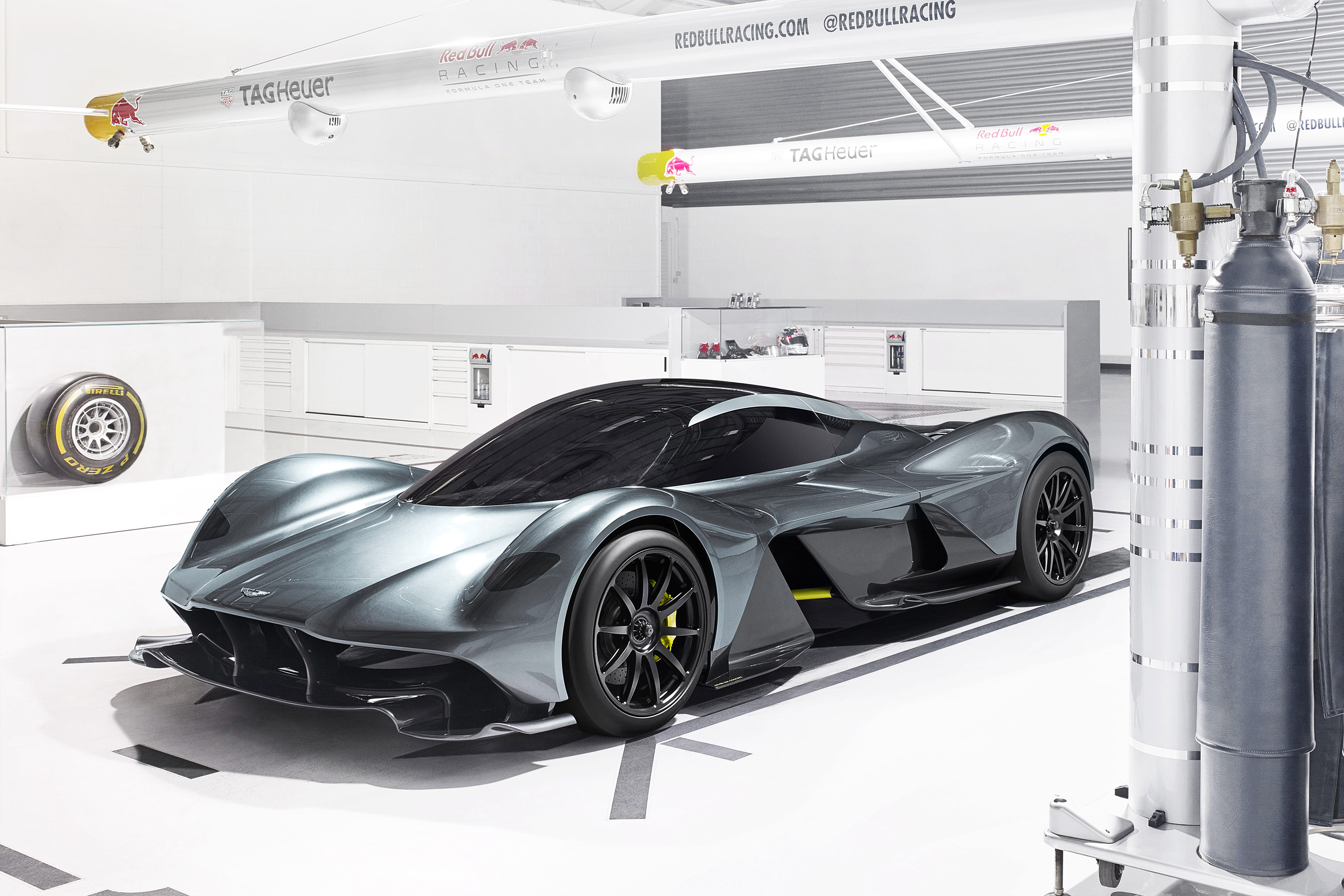 Aston Martin AM-RB 001 Concept Car in Red Bull Racing Garage HD Wallpaper