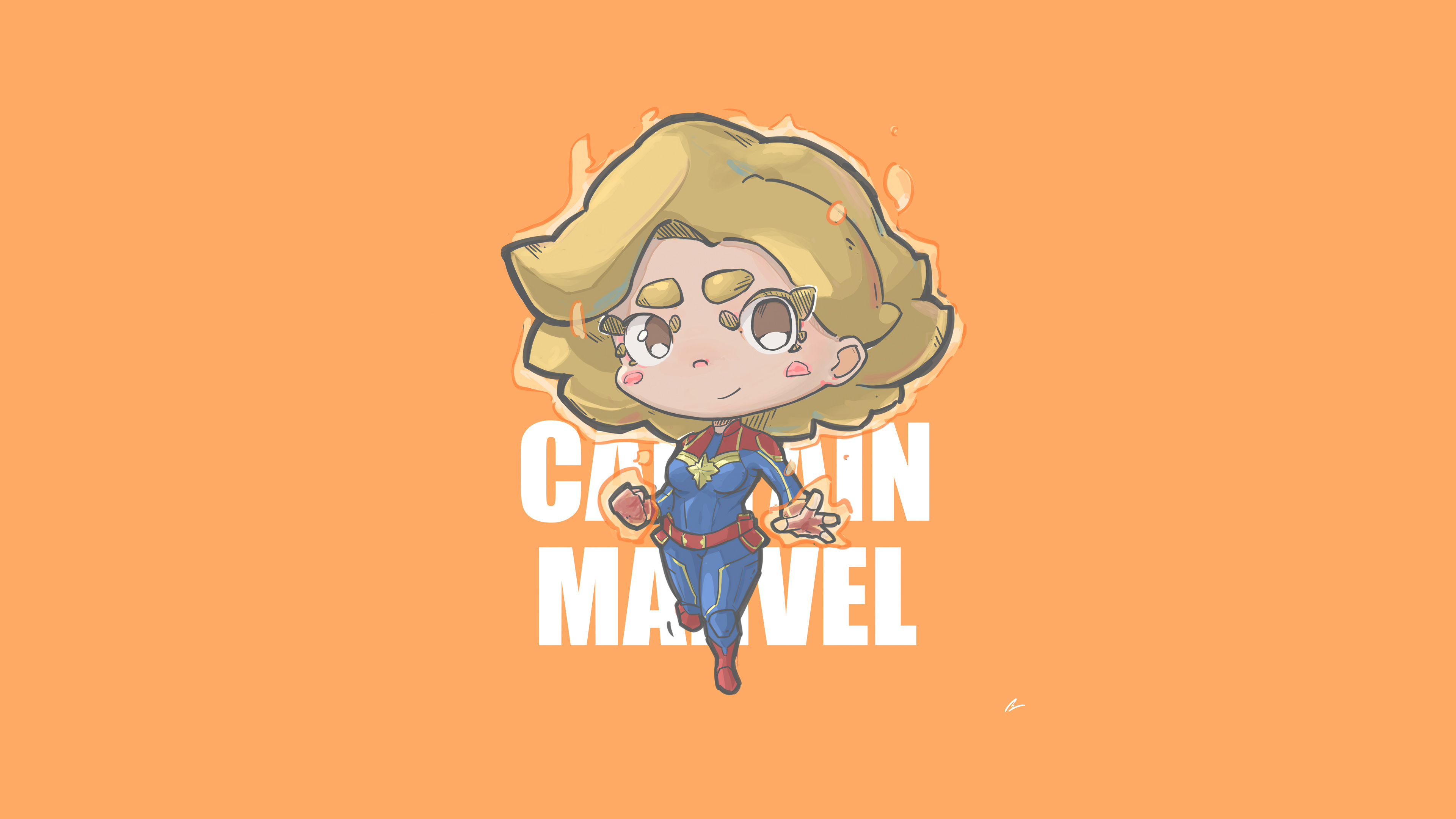 Chibi Captain Marvel from Marvel Comics 4K HD Wallpaper