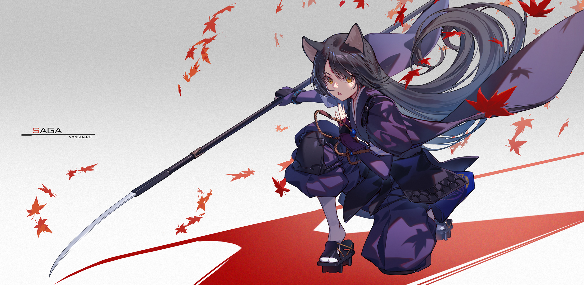 Saga from Arknights with a spear HD Wallpaper