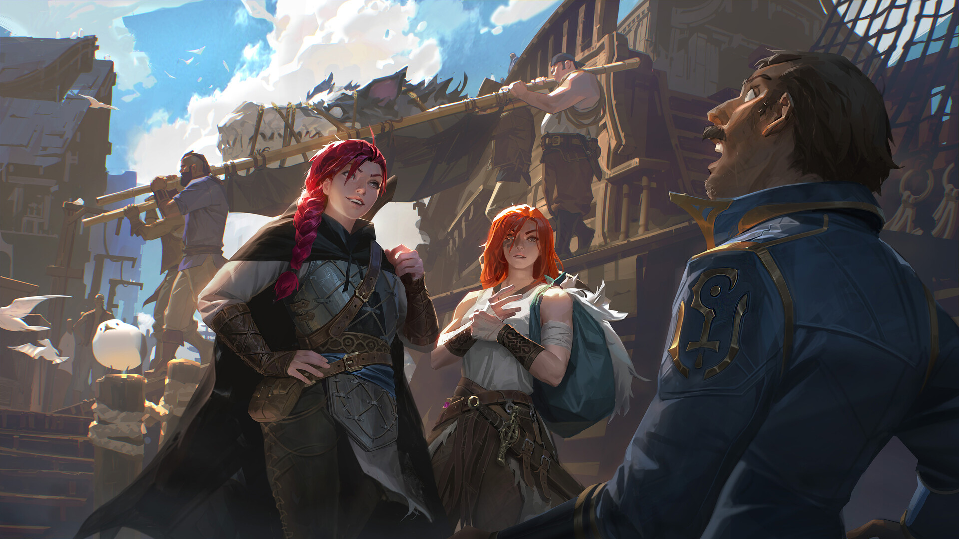Jaelan and Jaeya in a Port Town HD Wallpaper
