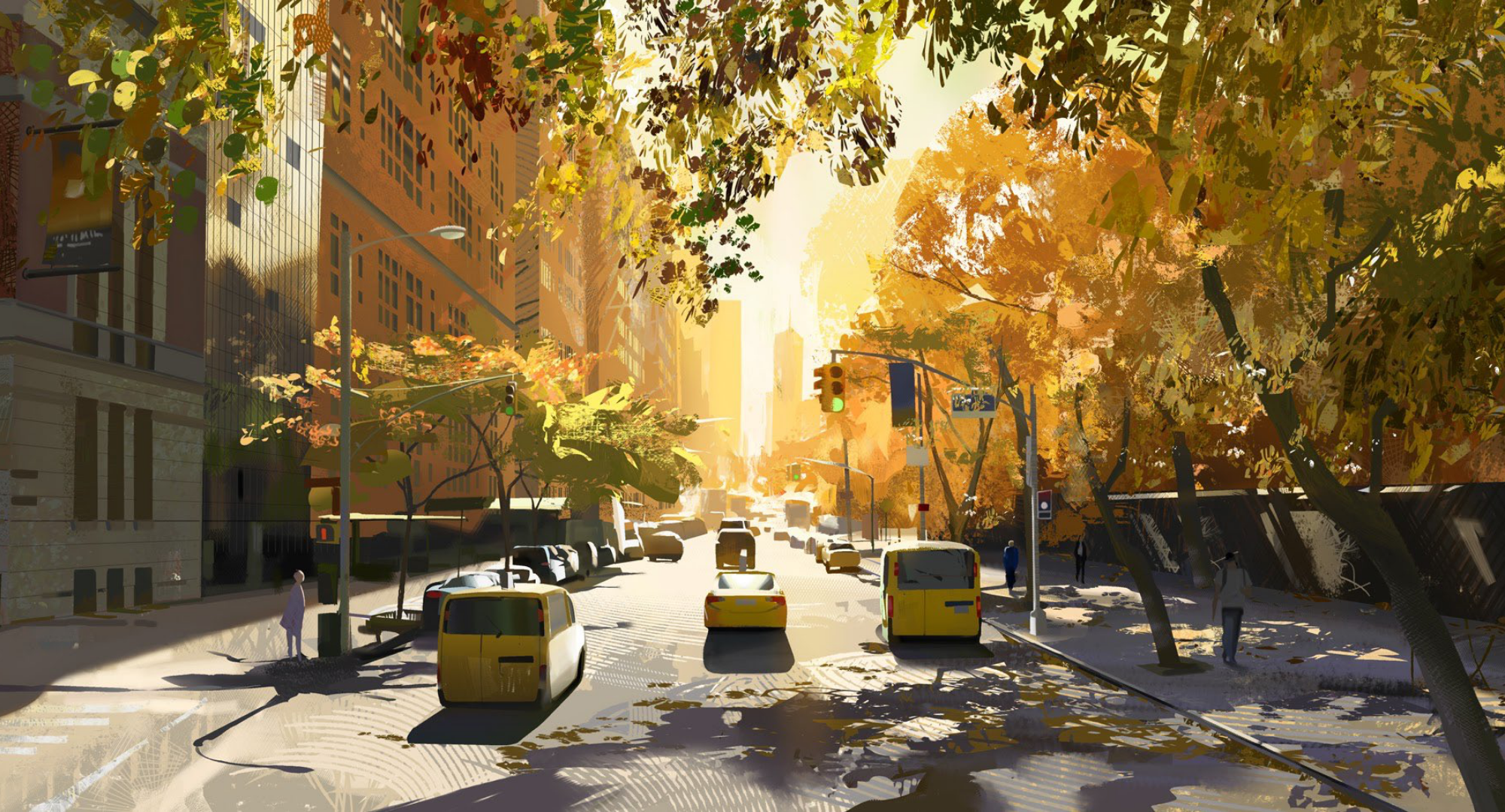 New York City Street in Fall HD Wallpaper