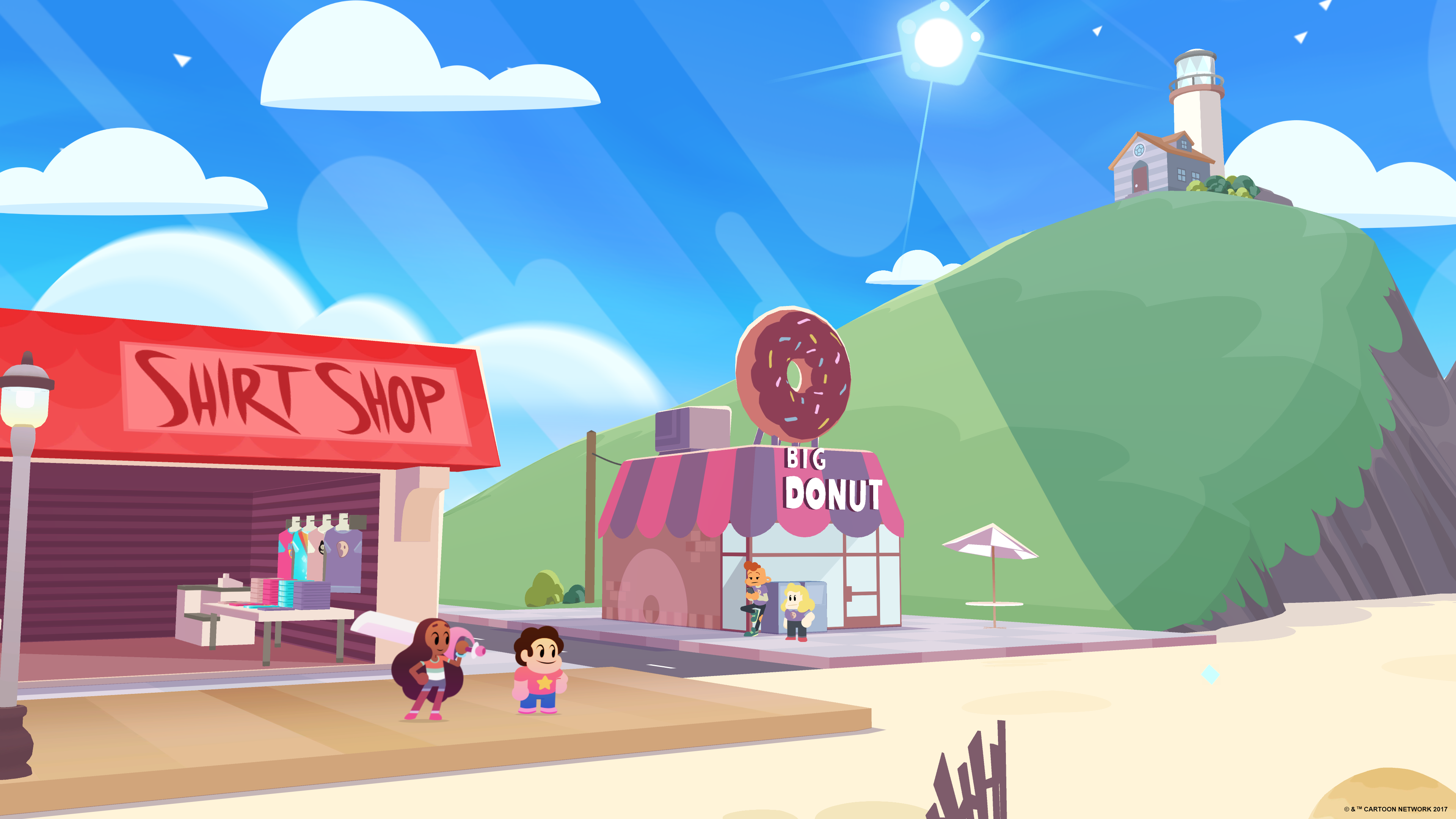 Steven Universe characters at Big Donut and Shirt Shop HD Wallpaper