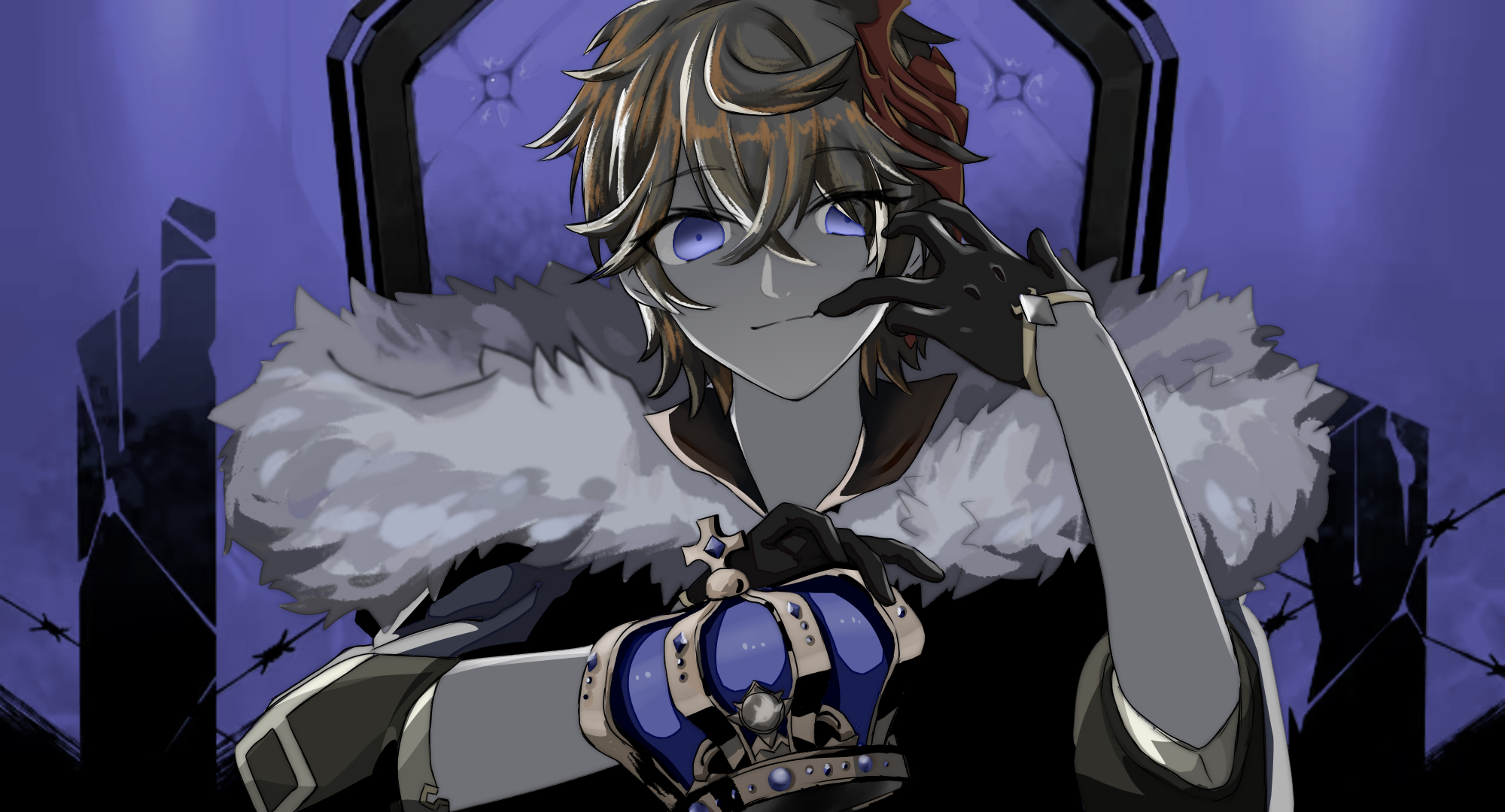 Childe from Genshin Impact holding a crown HD Wallpaper
