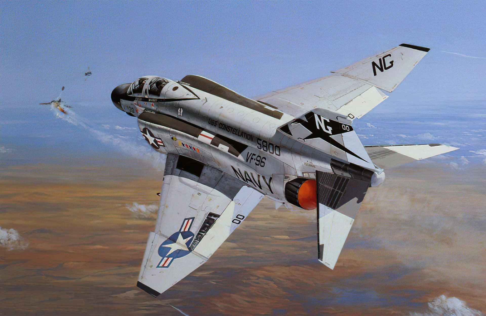 McDonnell Douglas F-4 Phantom II in flight HD Wallpaper