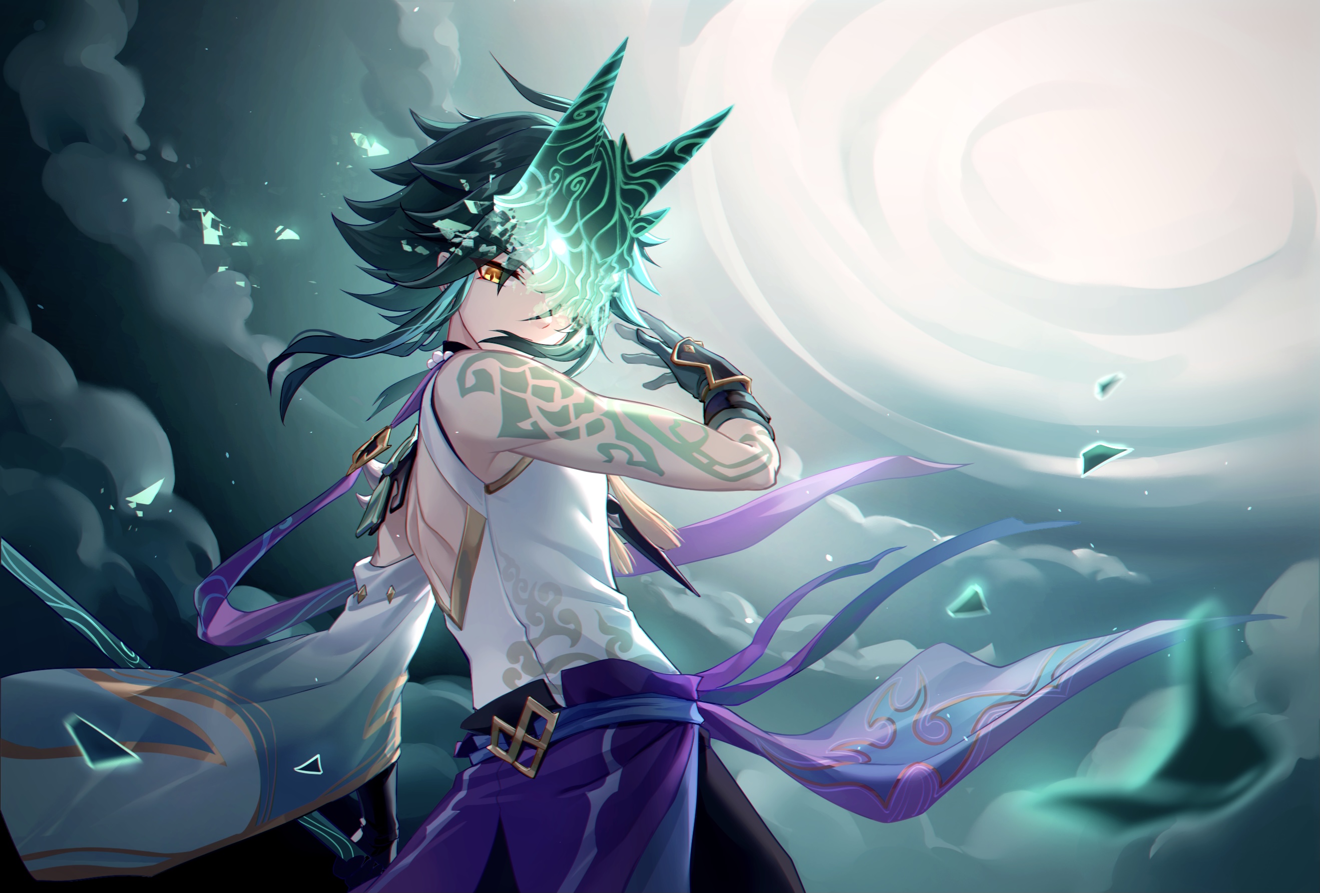 Xiao Genshin Impact Dynamic Action Scene HD Wallpaper