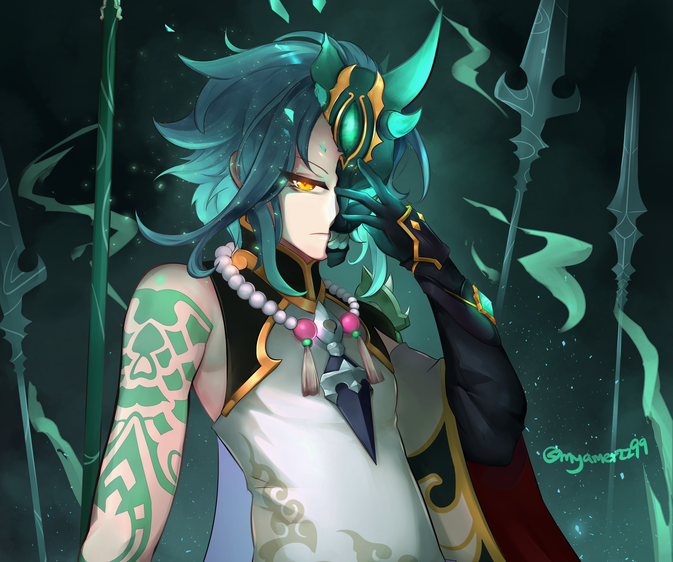 Xiao from Genshin Impact with mask HD Wallpaper