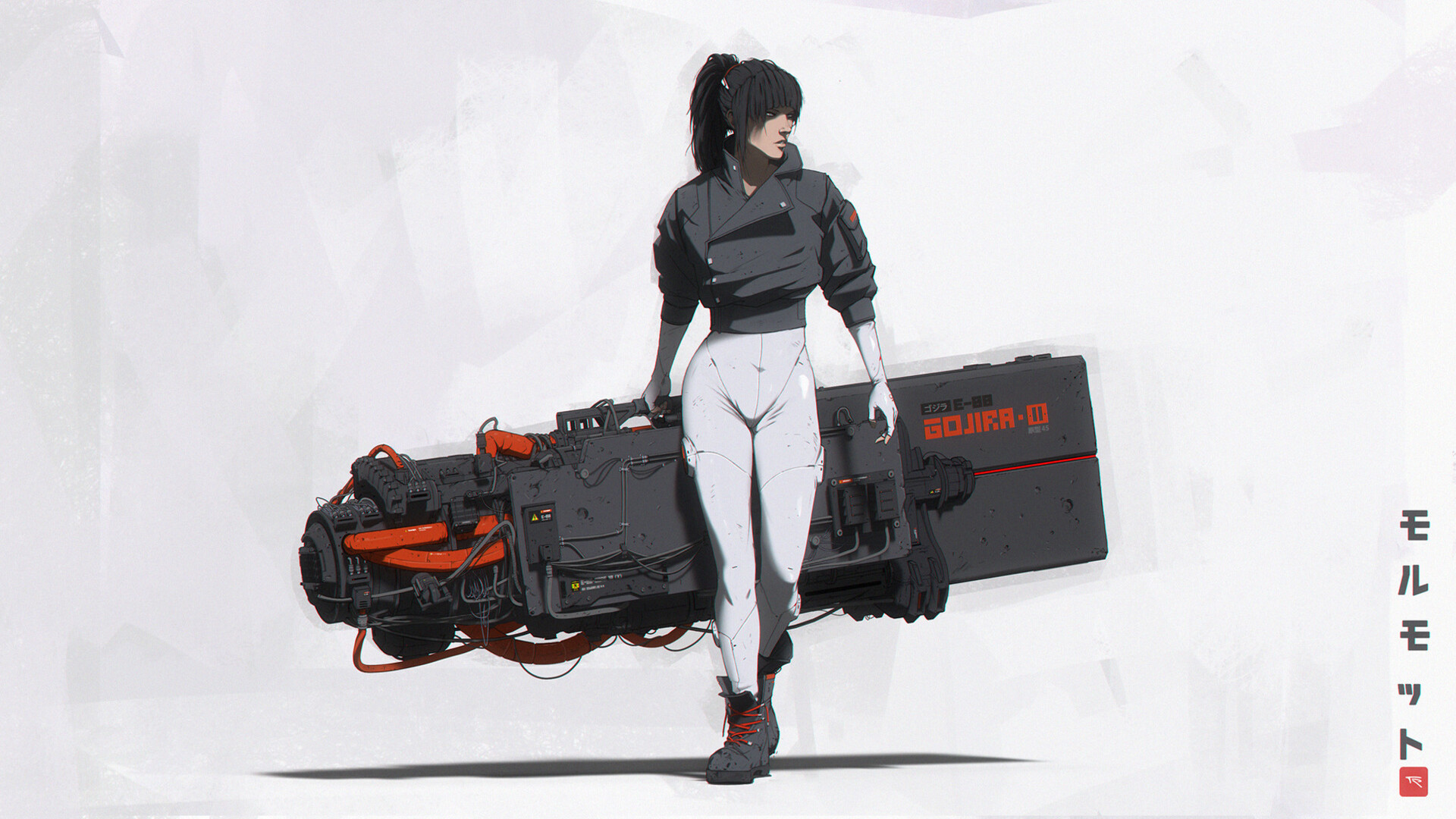 Morumotto carrying a large weapon HD Wallpaper