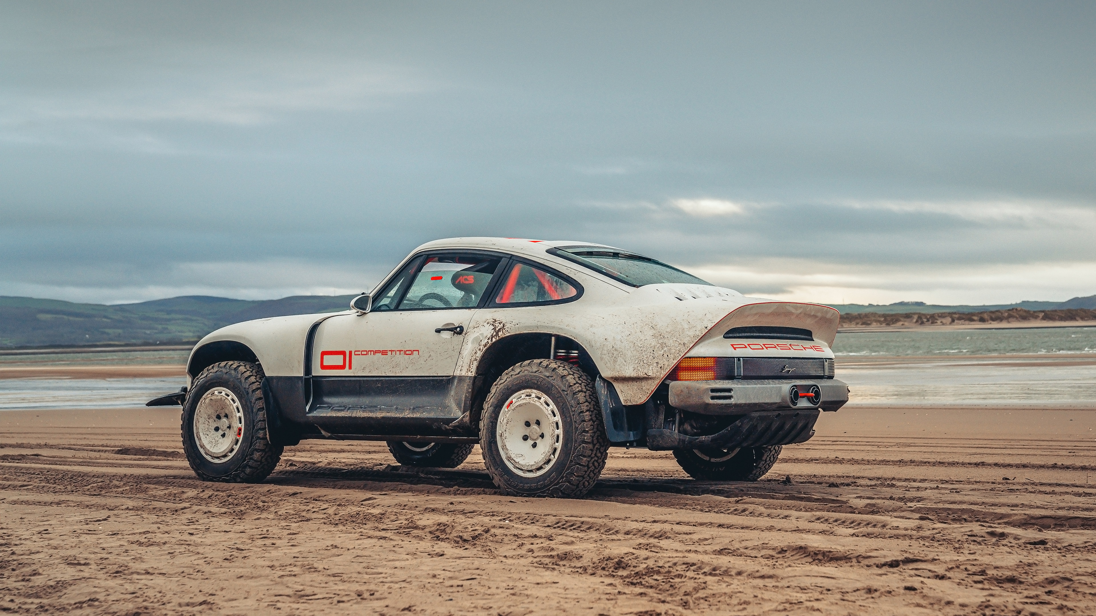 Singer All-terrain Competition Study Porsche on a Beach HD Wallpaper