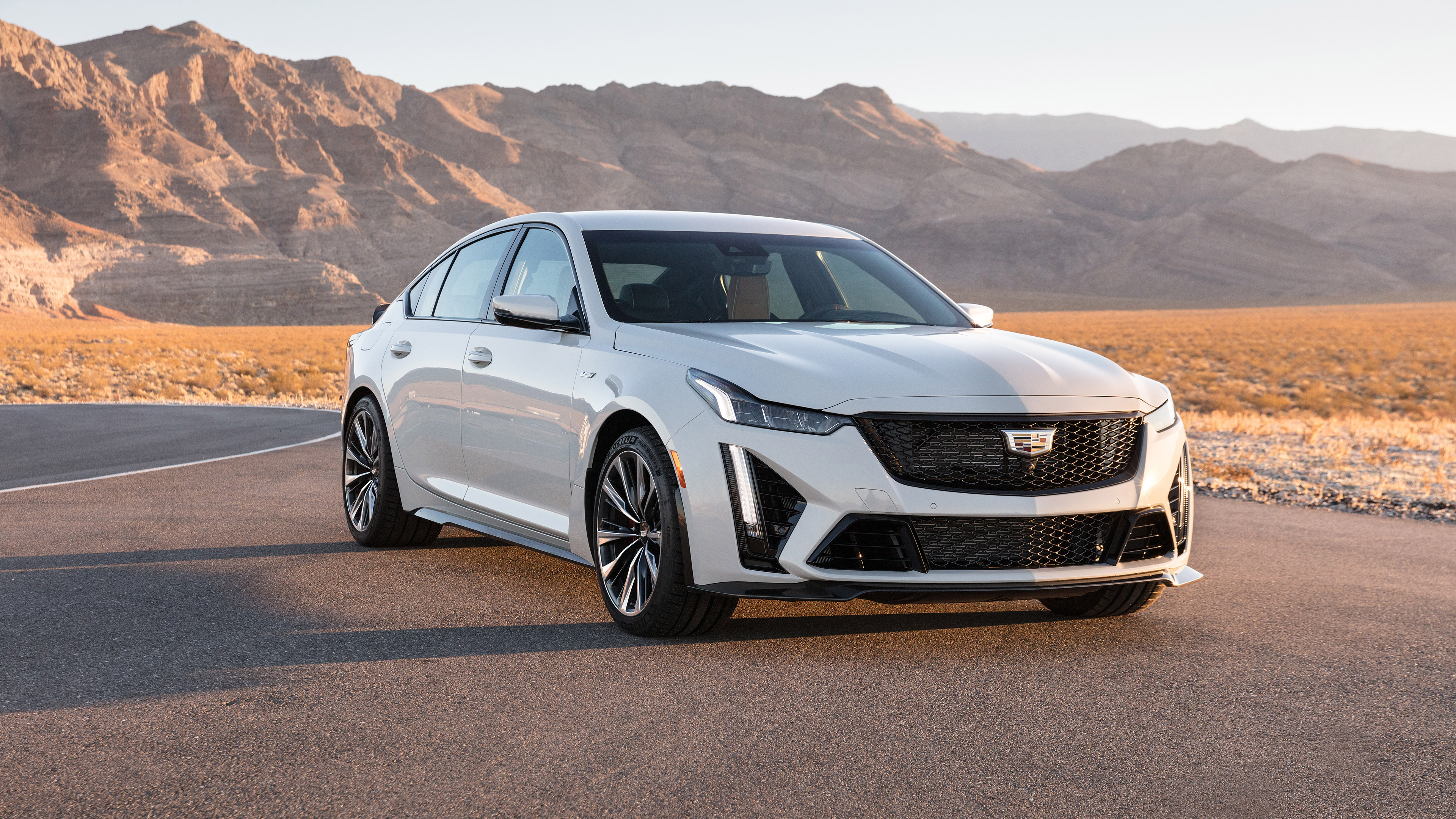 White Cadillac CT5 Luxury Car HD Wallpaper