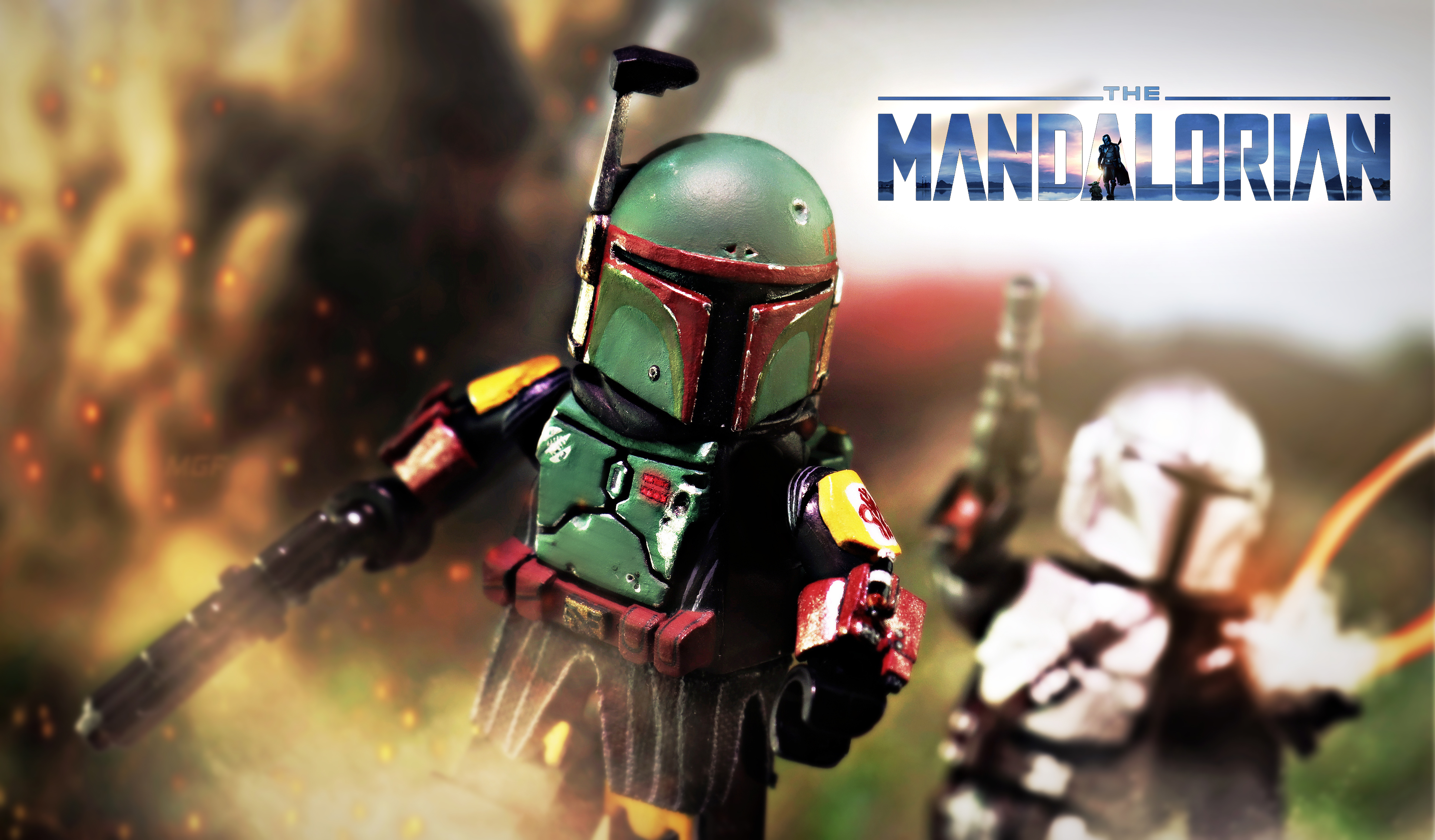 Boba Fett and The Mandalorian LEGO figures HD Wallpaper