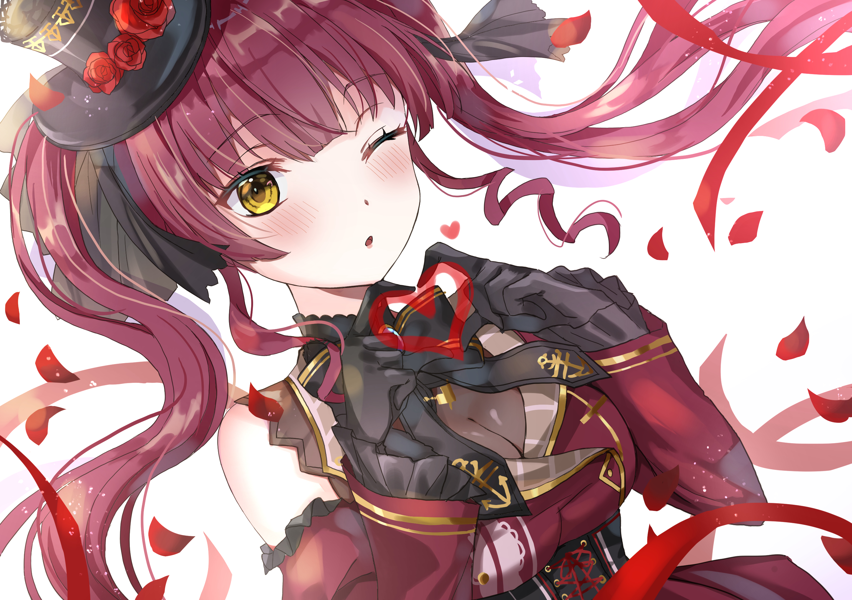 Houshou Marine from Hololive making a heart shape HD Wallpaper