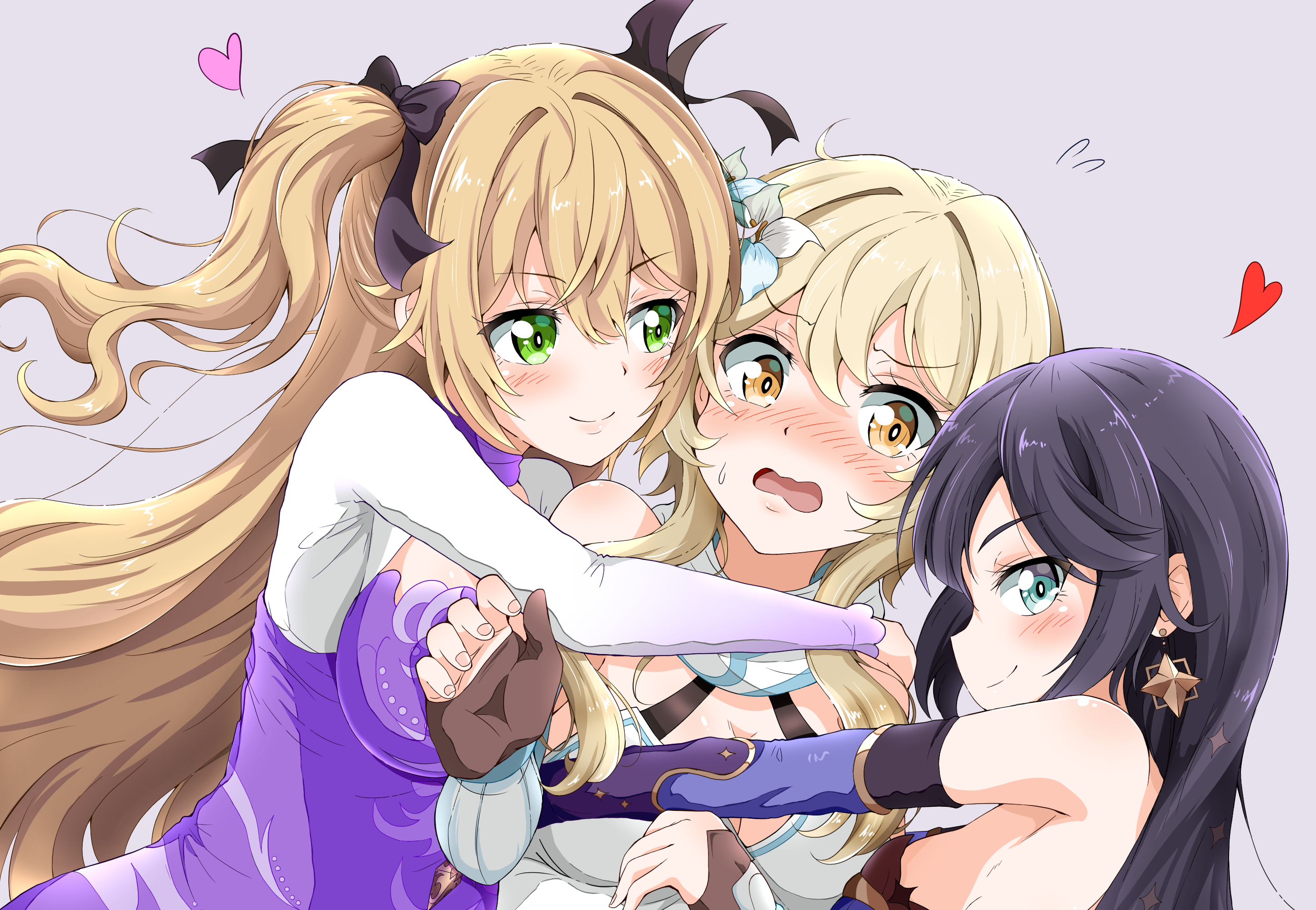 Lumine, Mona, and Fischl from Genshin Impact HD Wallpaper