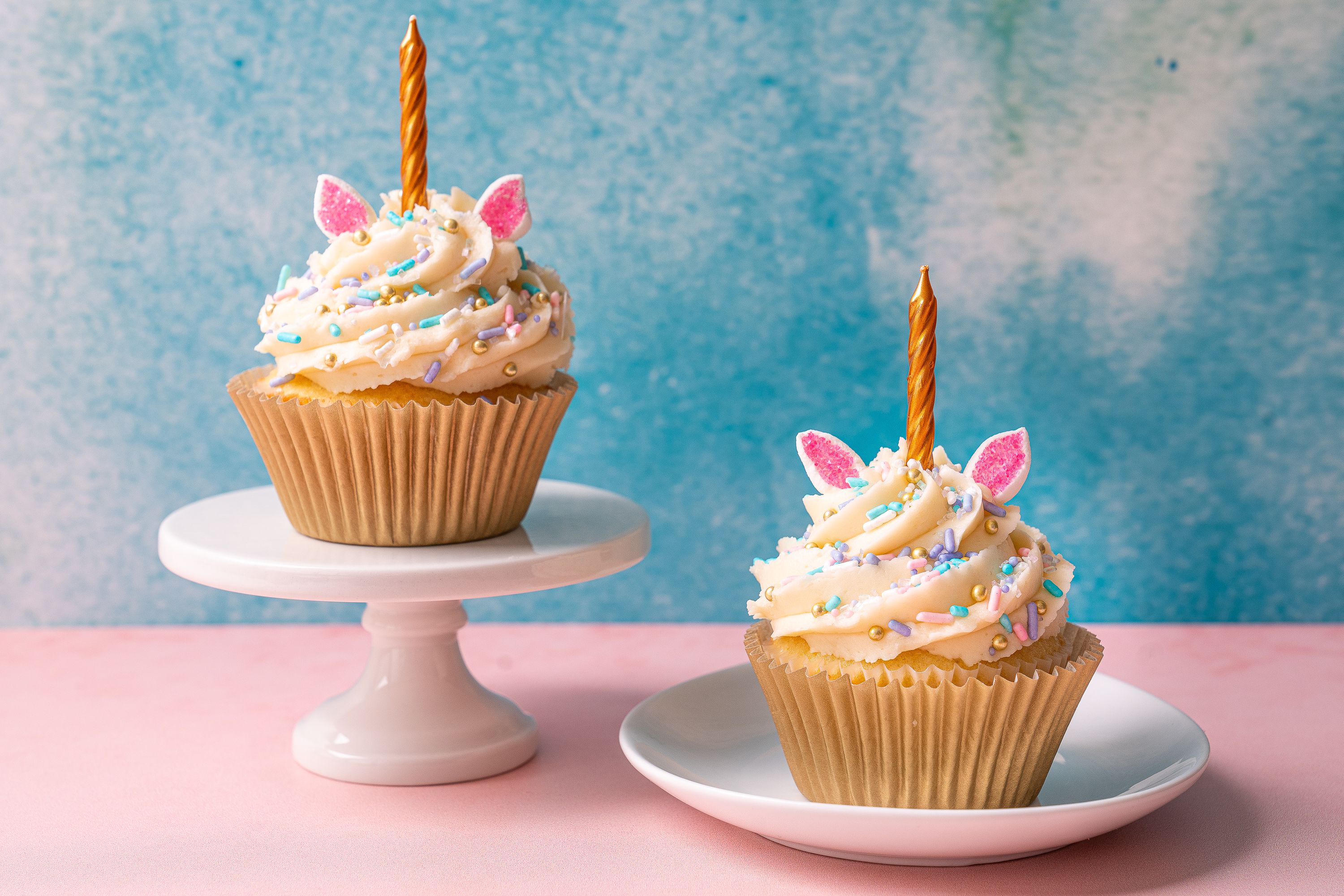 Unicorn Cupcakes with Candles and Sprinkles HD Wallpaper