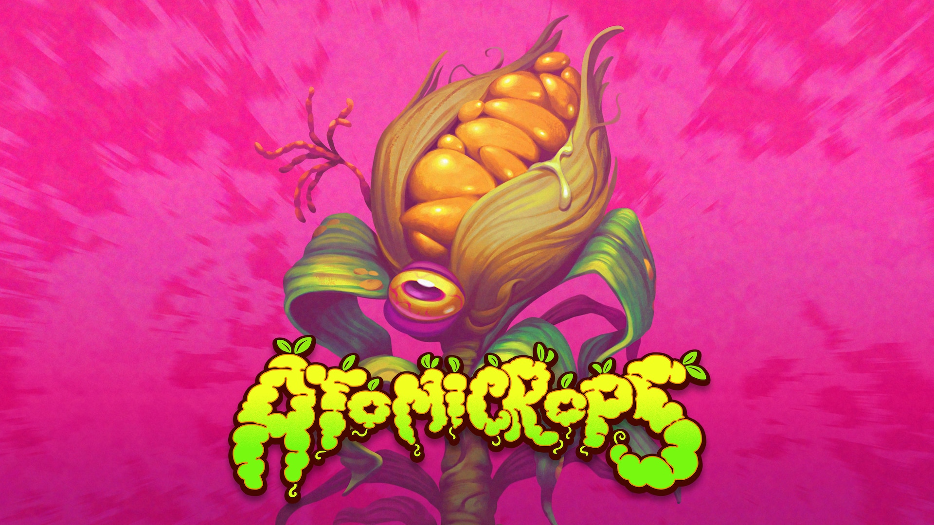 Atomicrops Game Title and Corn Monster HD Wallpaper