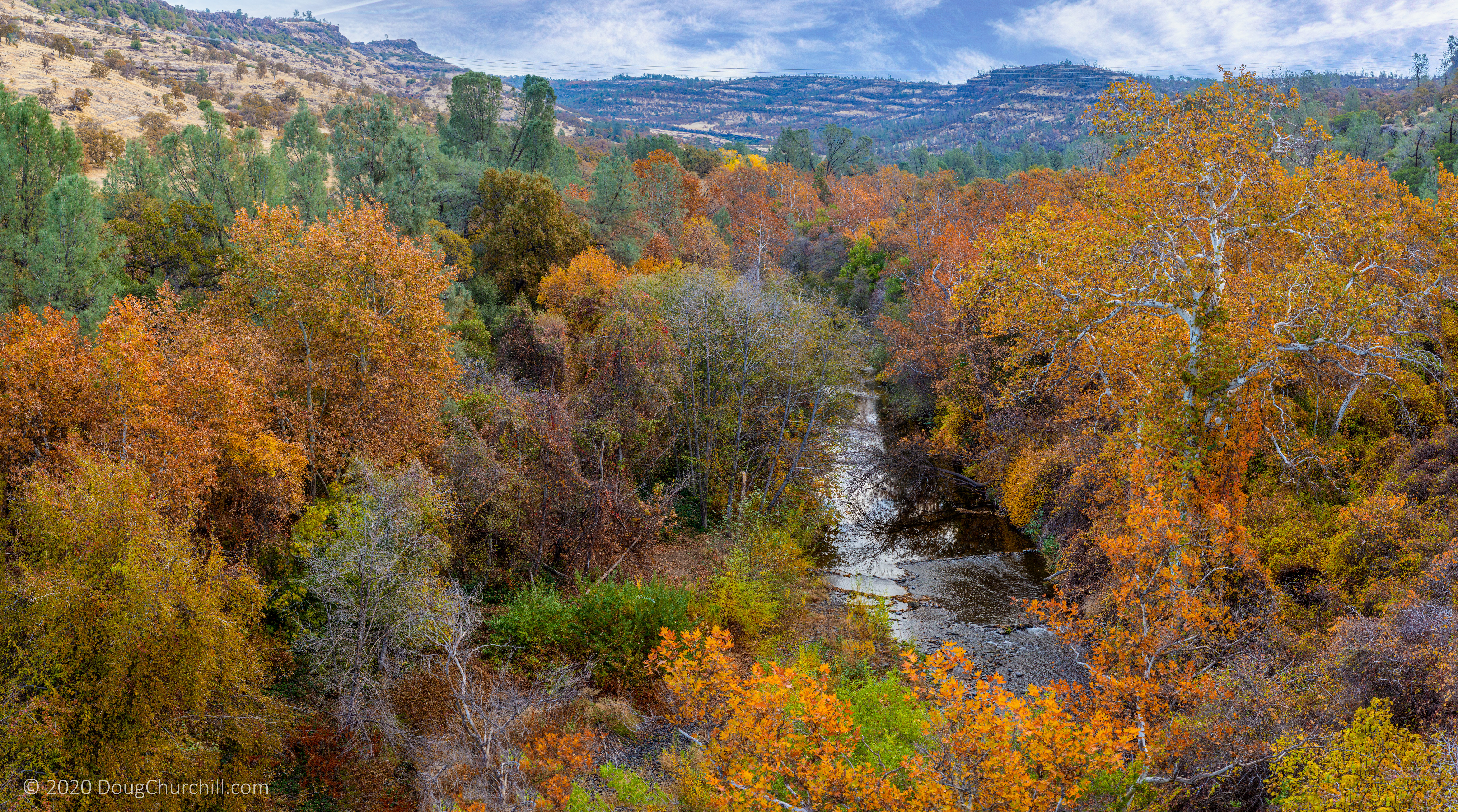 Autumn Landscape with Stream and Trees HD Wallpaper