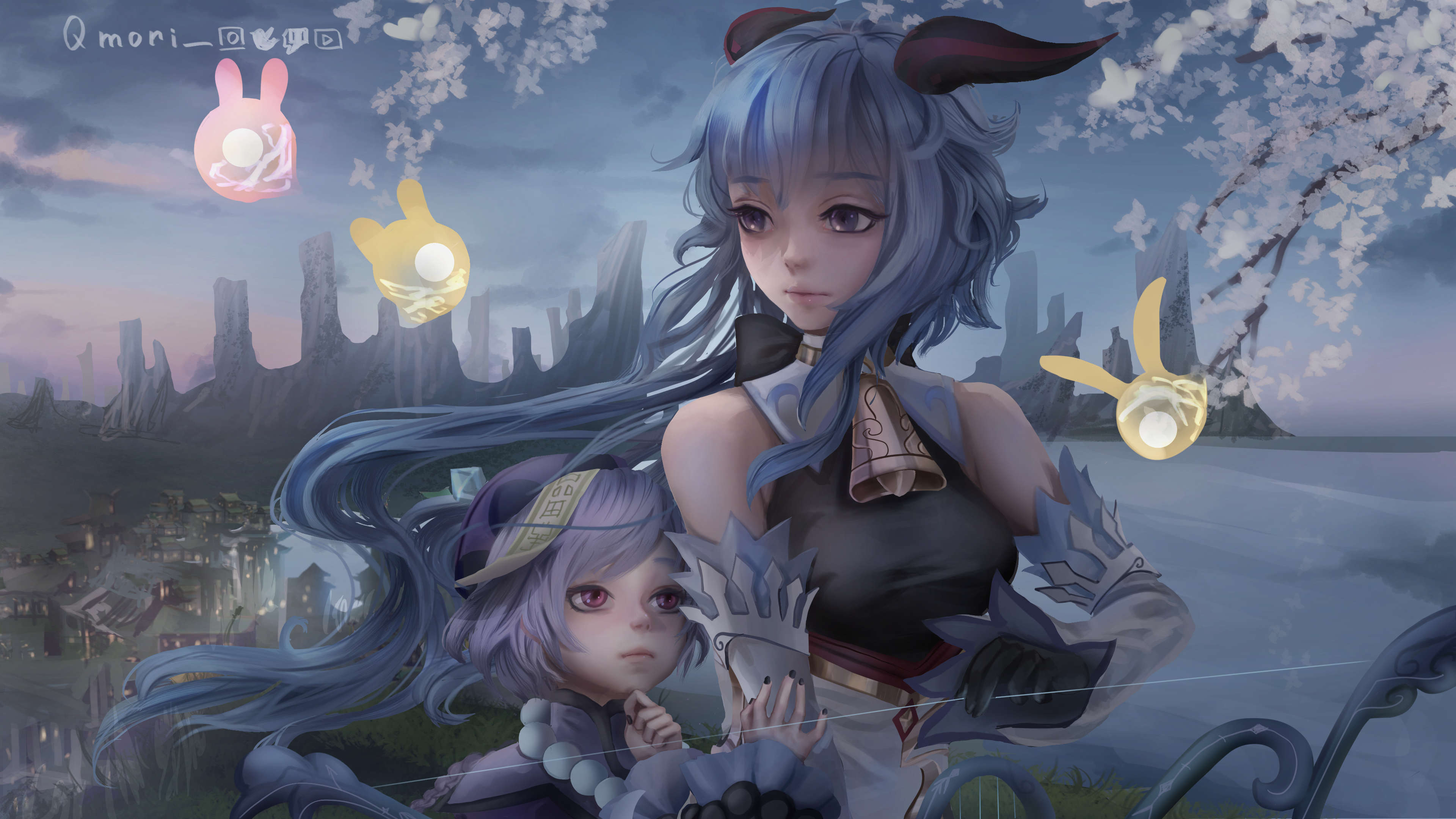Ganyu and Qiqi from Genshin Impact 4K HD Wallpaper