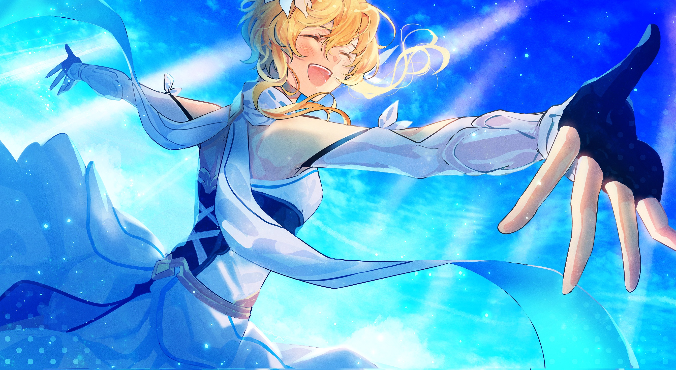 Lumine from Genshin Impact reaching out HD Wallpaper