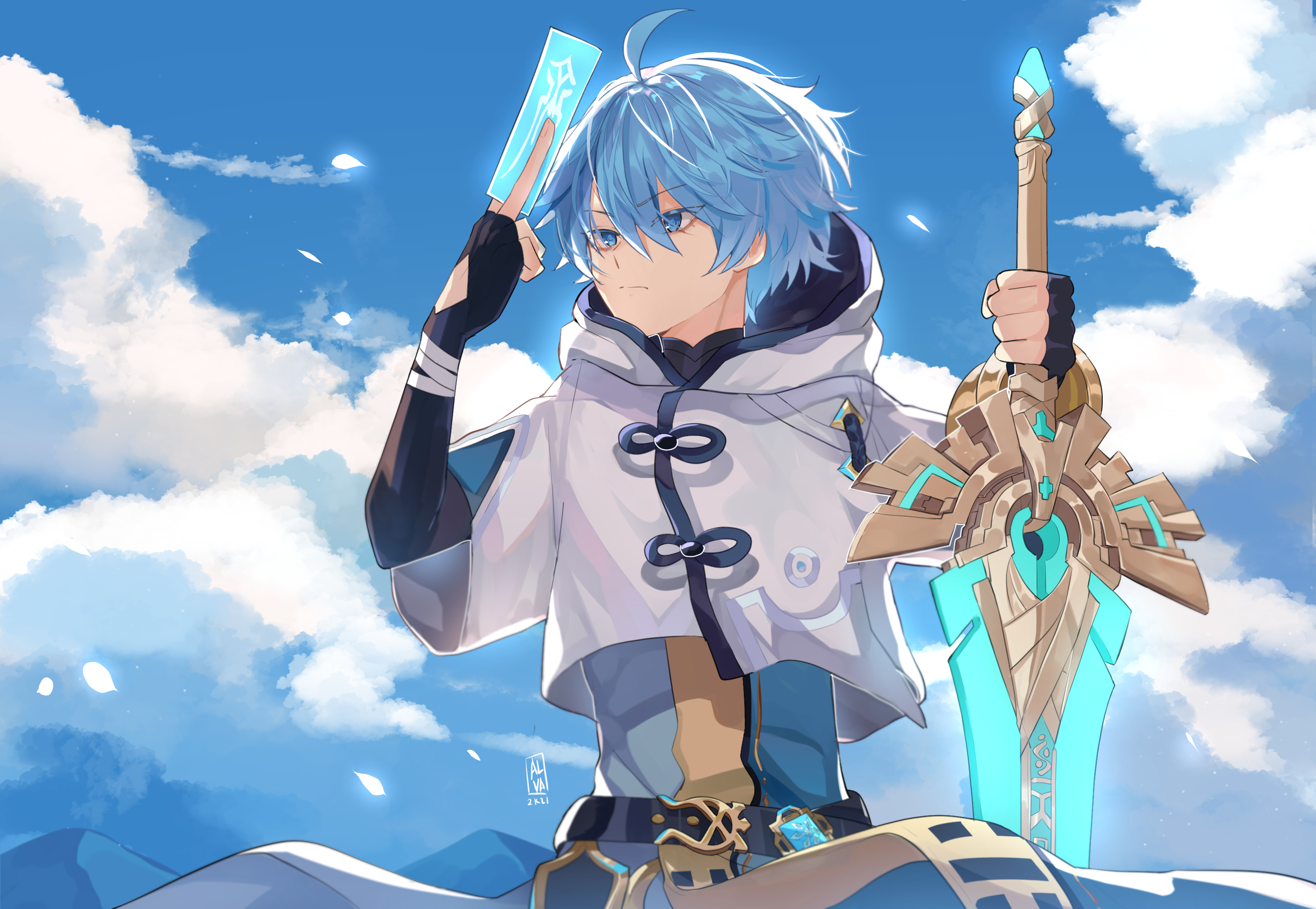 Chongyun Genshin Impact Cool Blue Aura HD Wallpaper