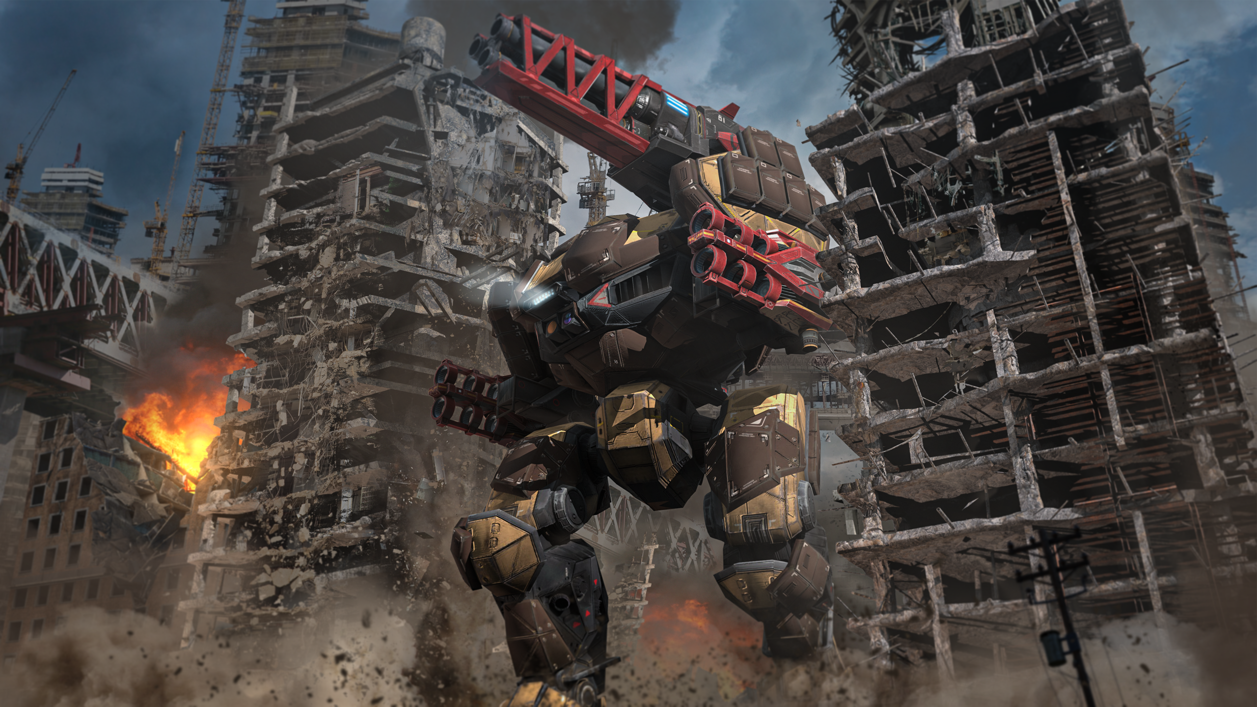 War Robots in a destroyed city HD Wallpaper