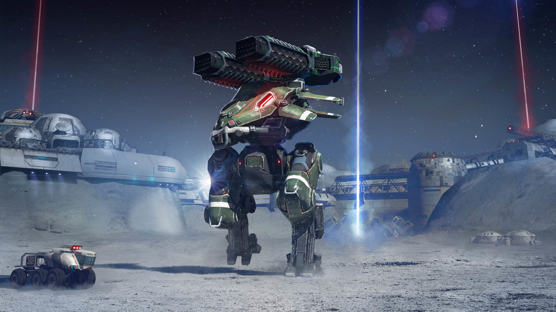 War Robots on a moon base HD Wallpaper