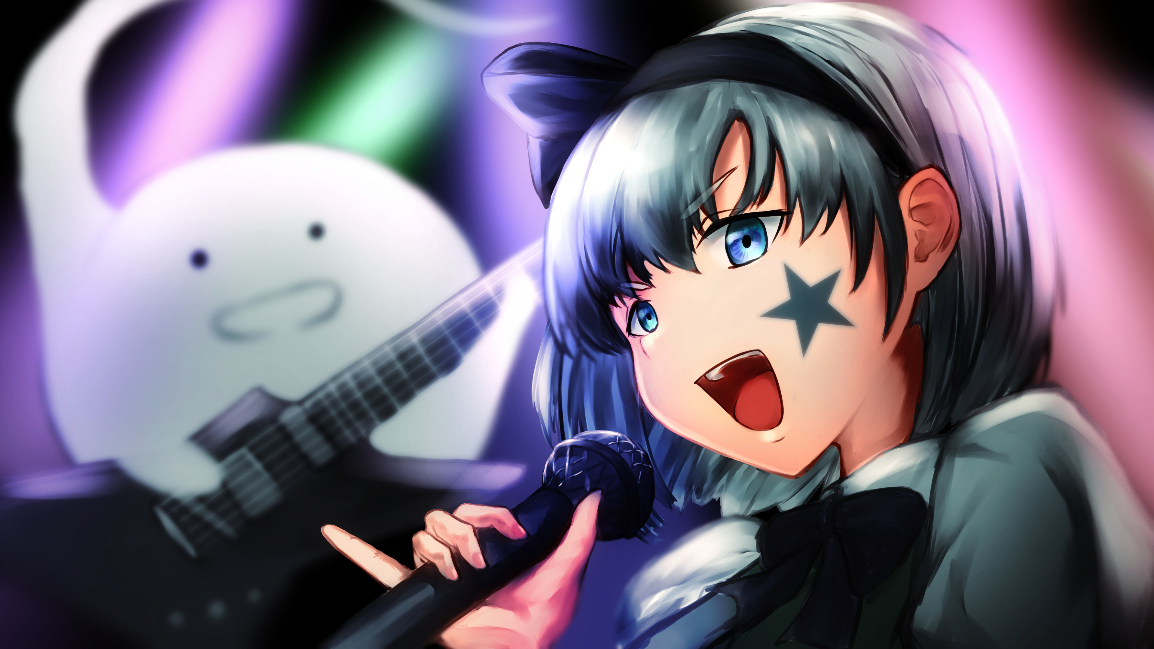 Youmu Konpaku from Touhou performing with Myon HD Wallpaper