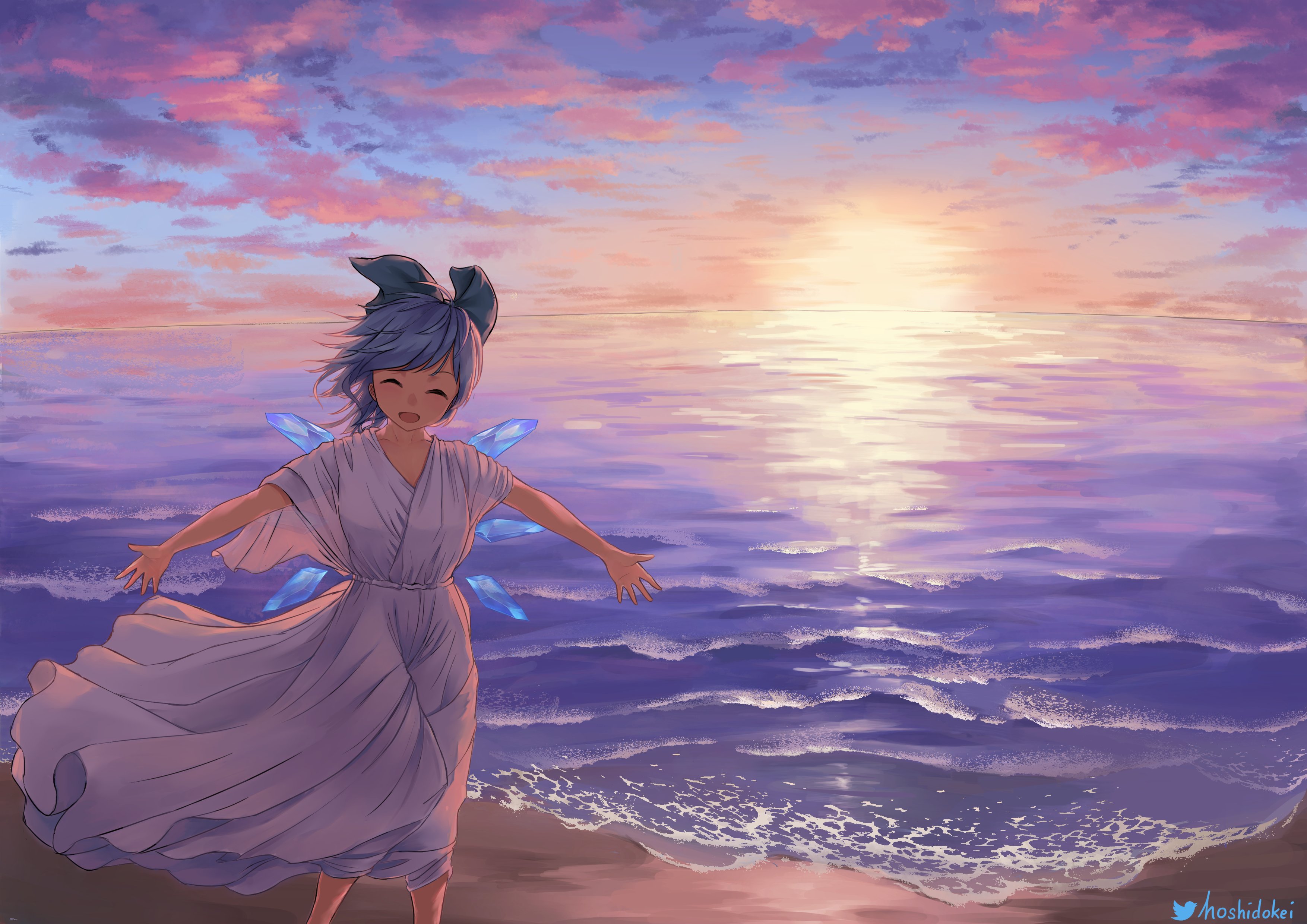 Cirno from Touhou by hoshidokei HD Wallpaper