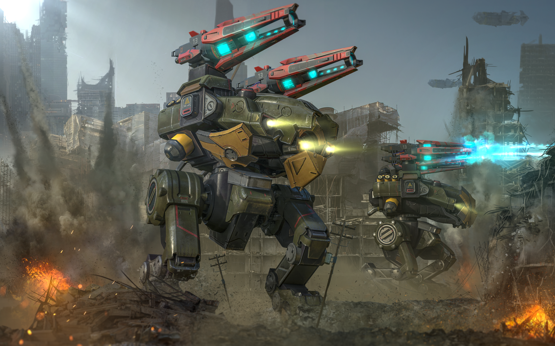 War Robots in a Destroyed City HD Wallpaper